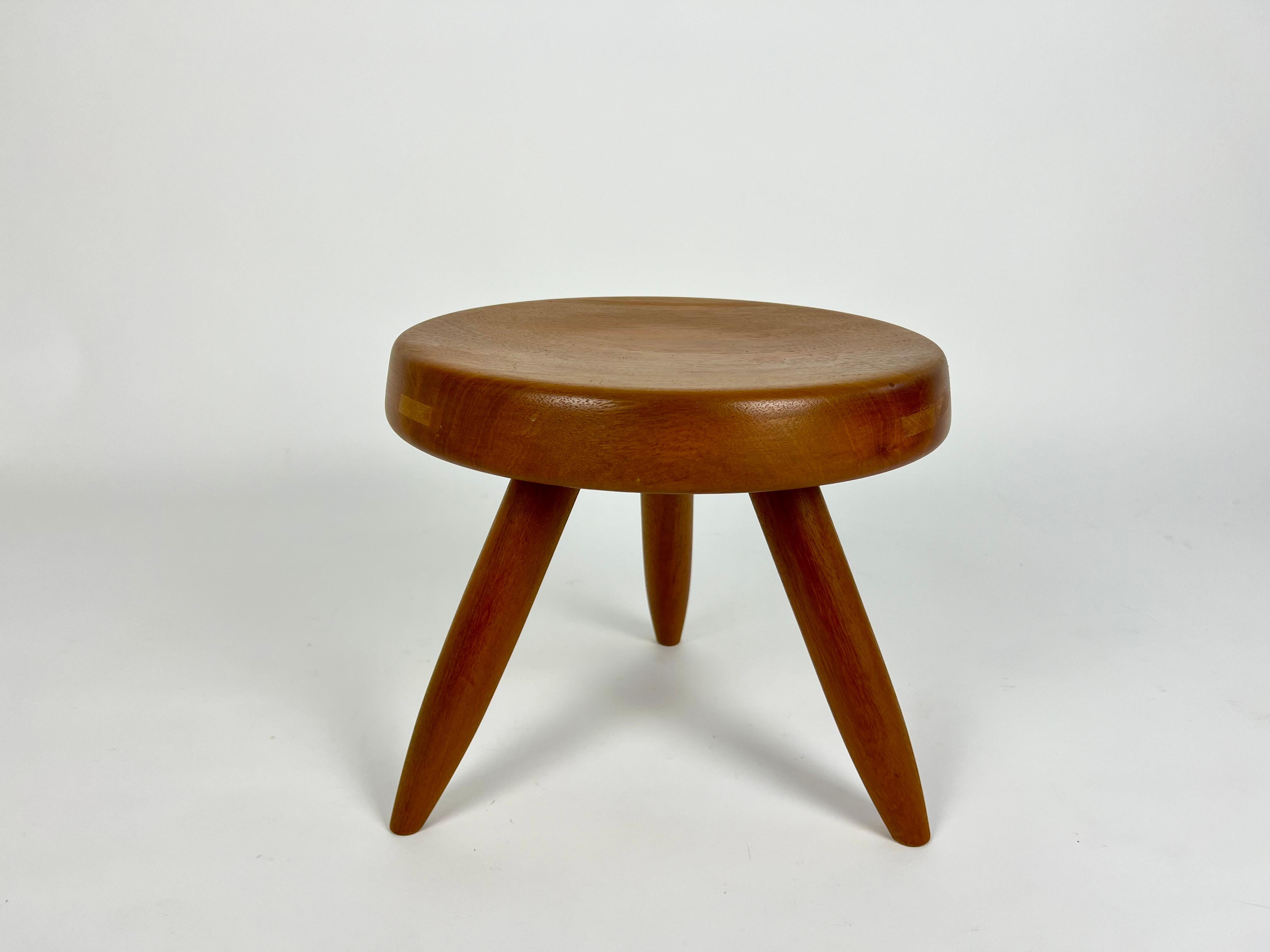 Berger low stool in mahogany, Charlotte Perriand 1