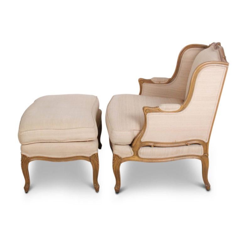 Bergère Armchair and Matching Ottoman C-EE-10 In Good Condition In Vancouver, British Columbia