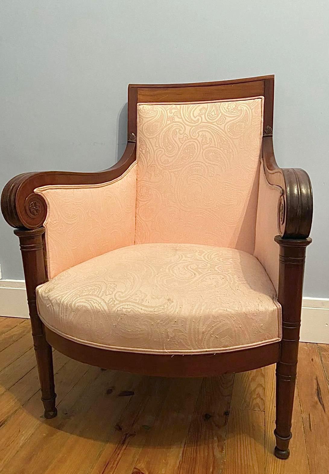 Bergere Armchair Empire Period Early 19th Century In Good Condition In Beuzevillette, FR