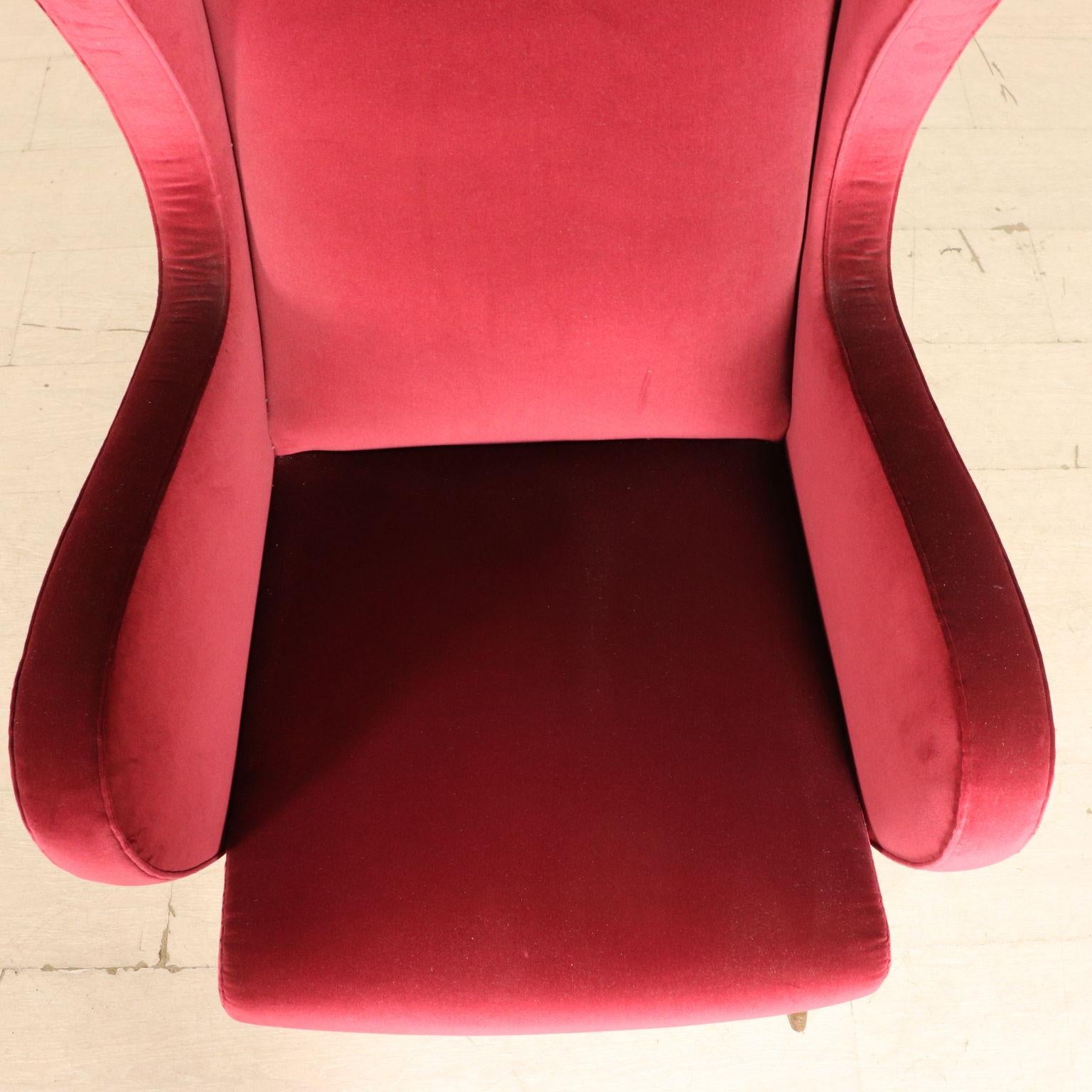 Bergère Armchair Foam Velvet Wood Vintage, Italy, 1950s 2