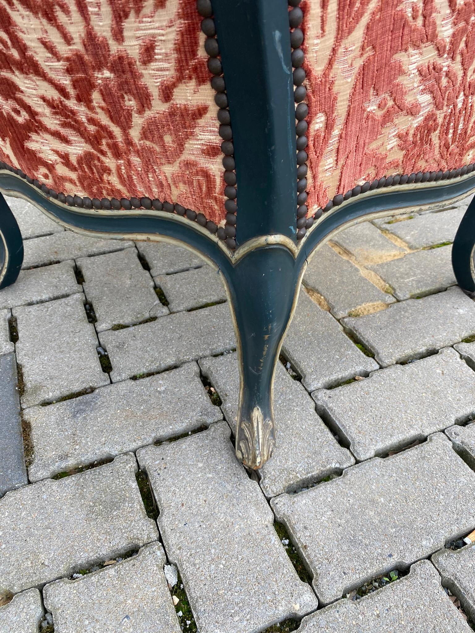 Bergere armchair in Louis XV style, in painted and patinated wood, Napoleon III  For Sale 5