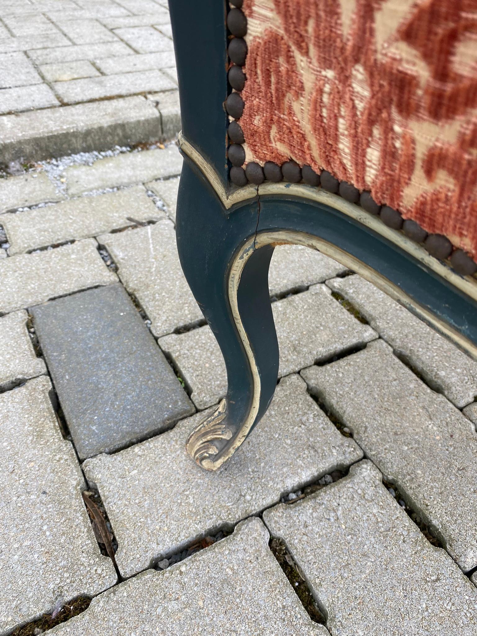 Bergere armchair in Louis XV style, in painted and patinated wood, Napoleon III For Sale 6