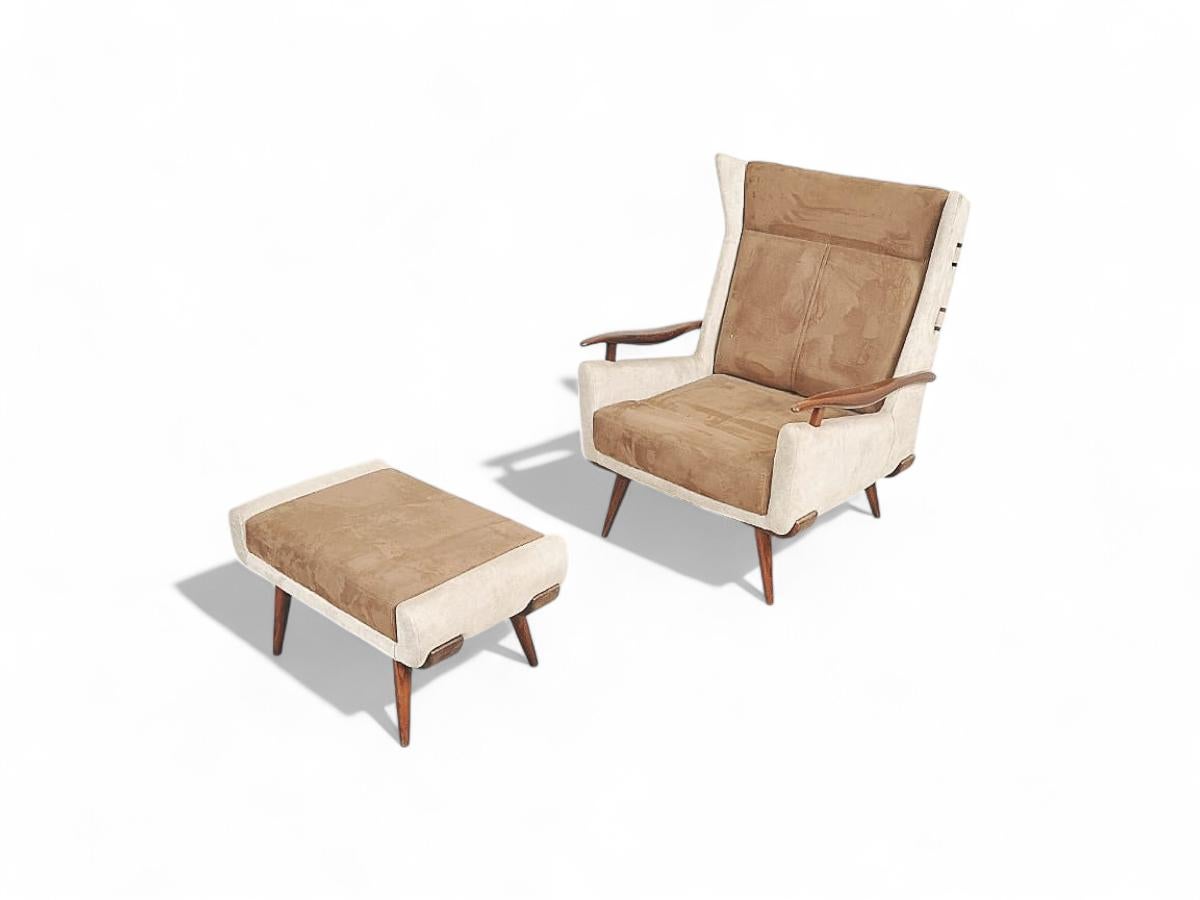 Sillón Bergere con Otomana de Jorge Zalszupin, c. 1950 Brasileño en venta