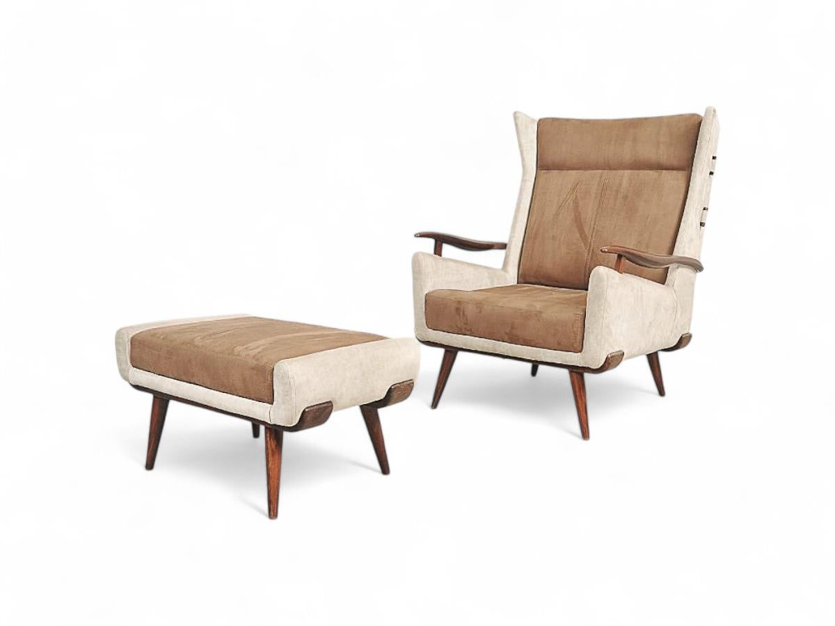 Sillón Bergere con Otomana de Jorge Zalszupin, c. 1950 en Bueno estado para la venta en New York, NY