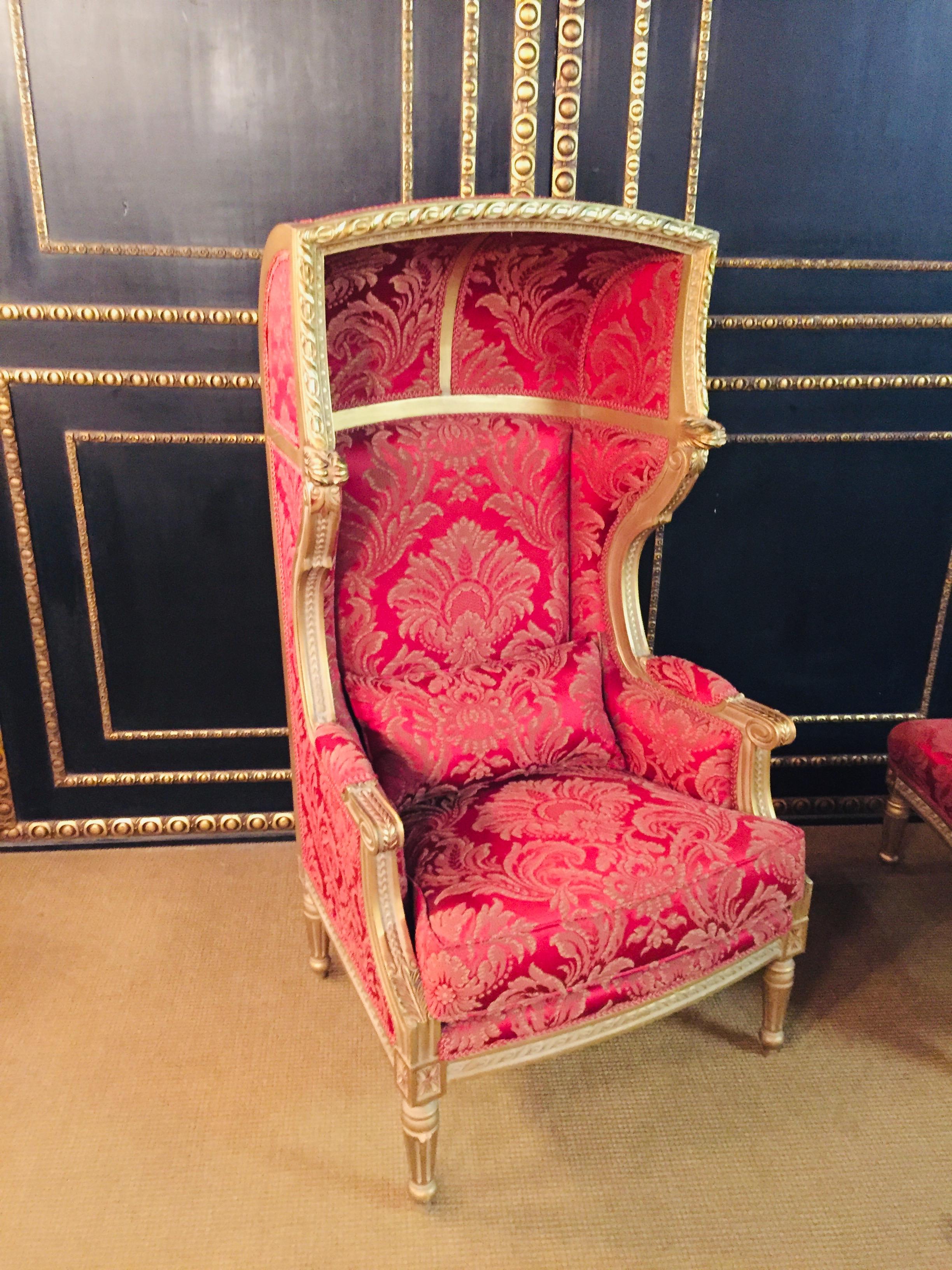 Bergere / Armchair with Stool in the Antique Style of Louis XVI 3