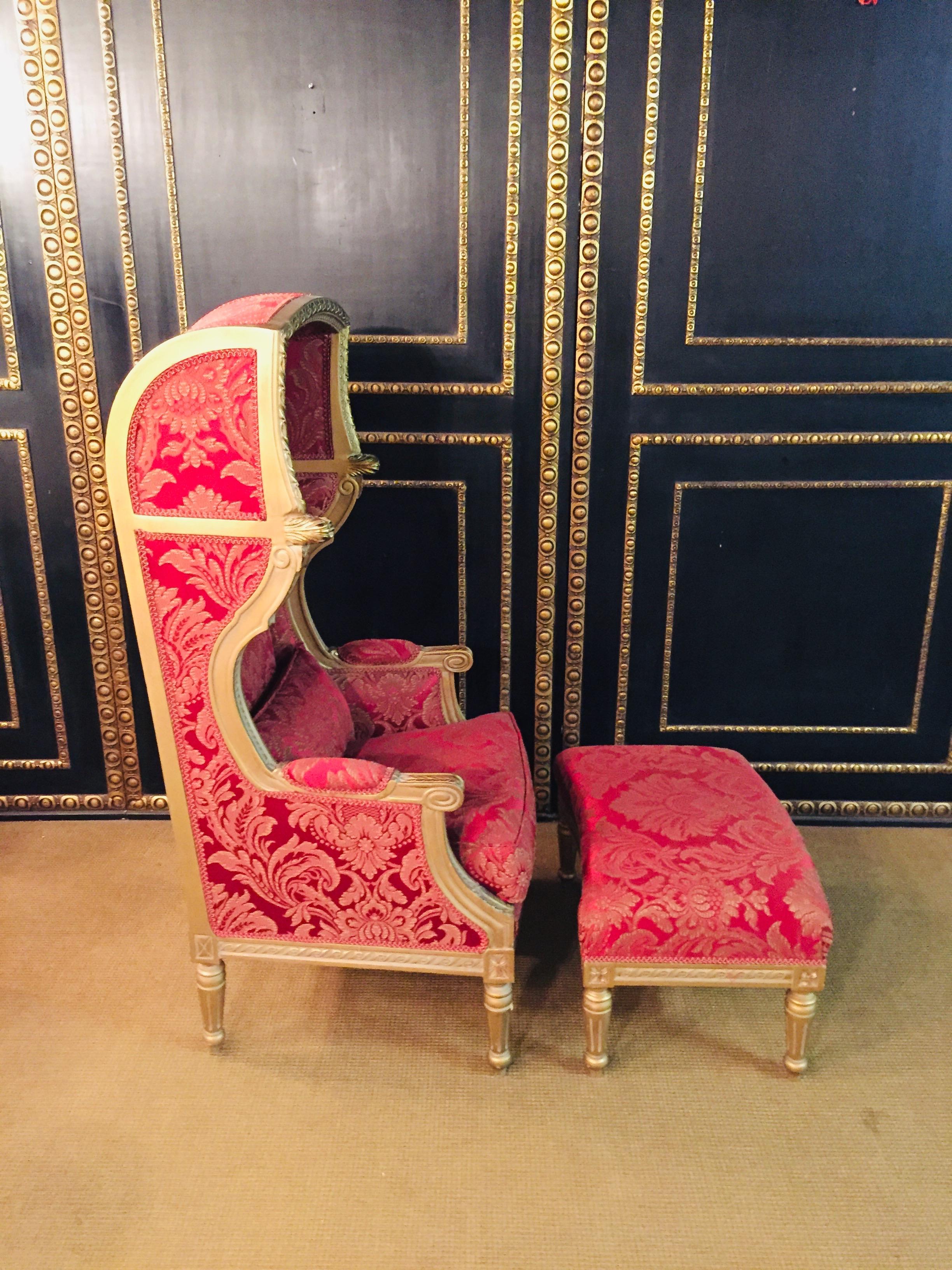 Bergere / Armchair with Stool in the Antique Style of Louis XVI 1