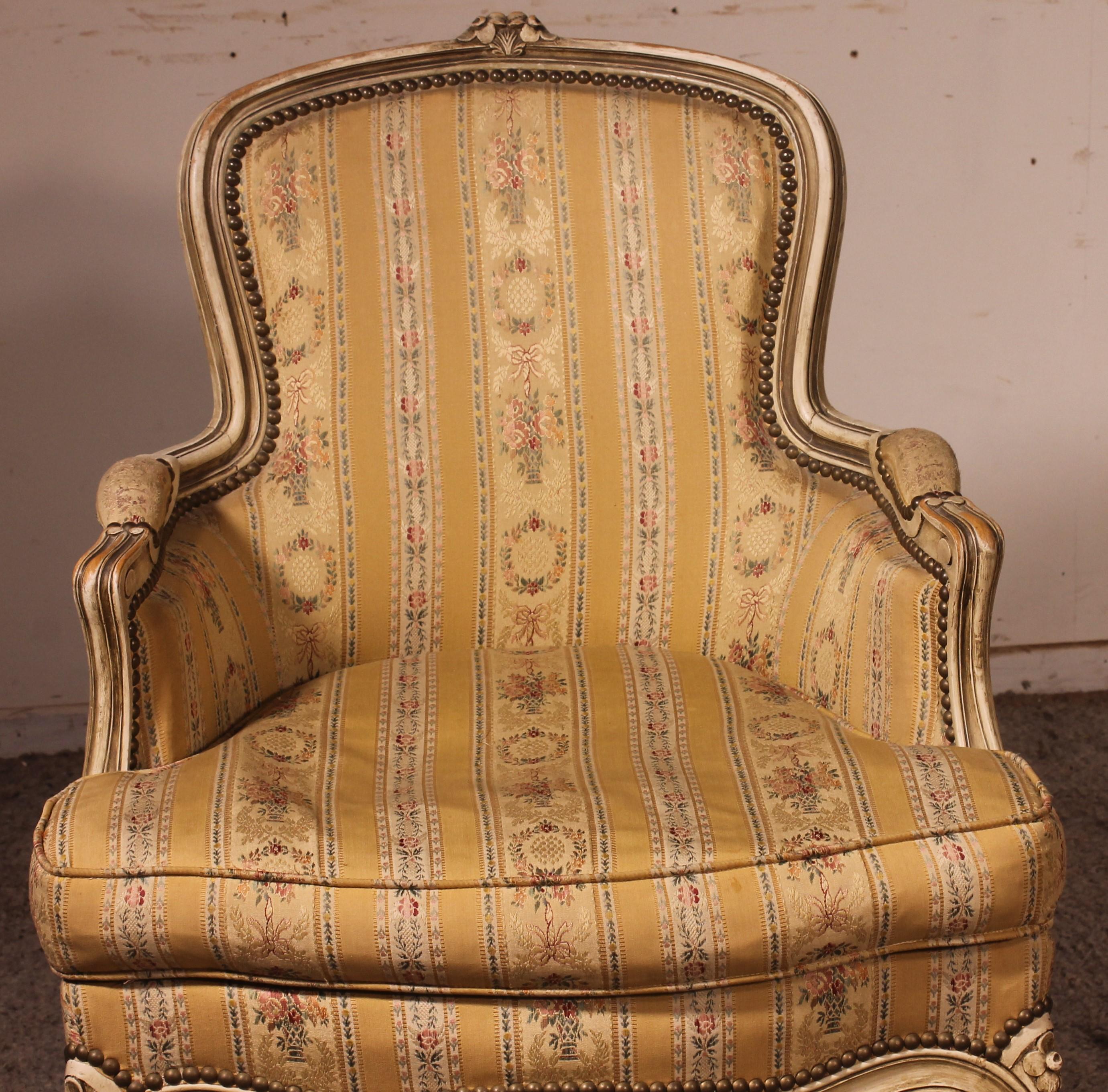 French Bergere Chair Louis XV Circa 1900 For Sale