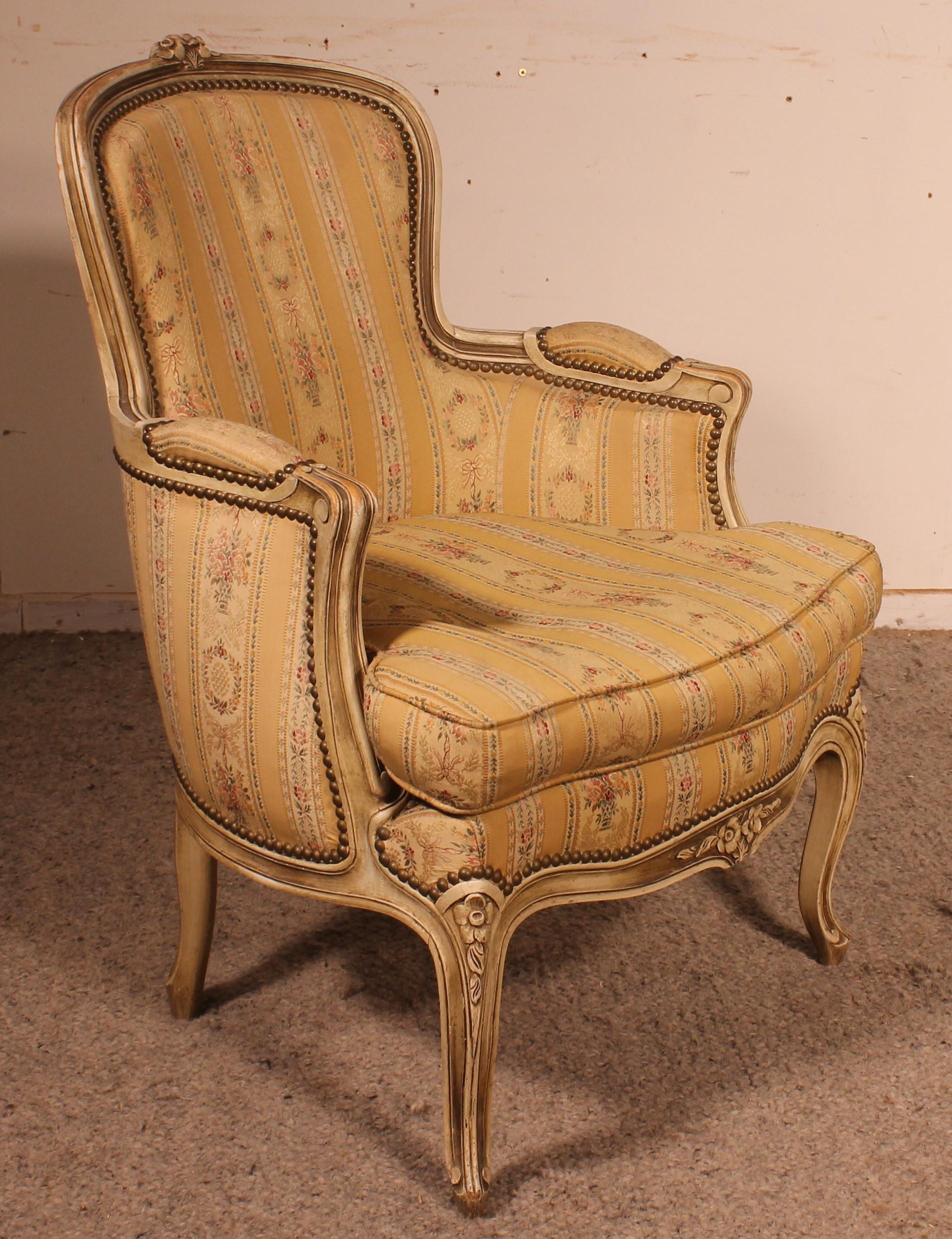 Bergere Chair Louis XV Circa 1900 In Good Condition For Sale In Brussels, Brussels