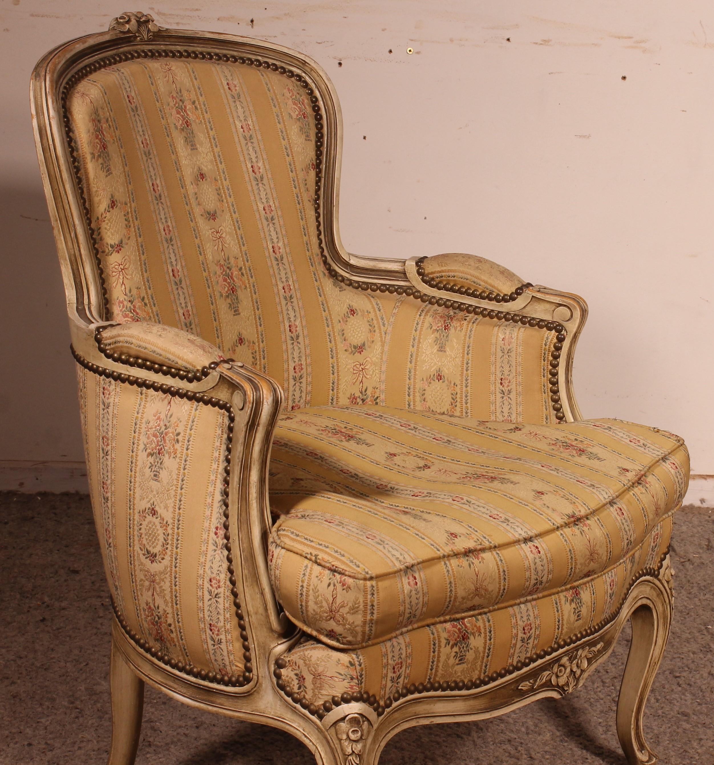 19th Century Bergere Chair Louis XV Circa 1900 For Sale