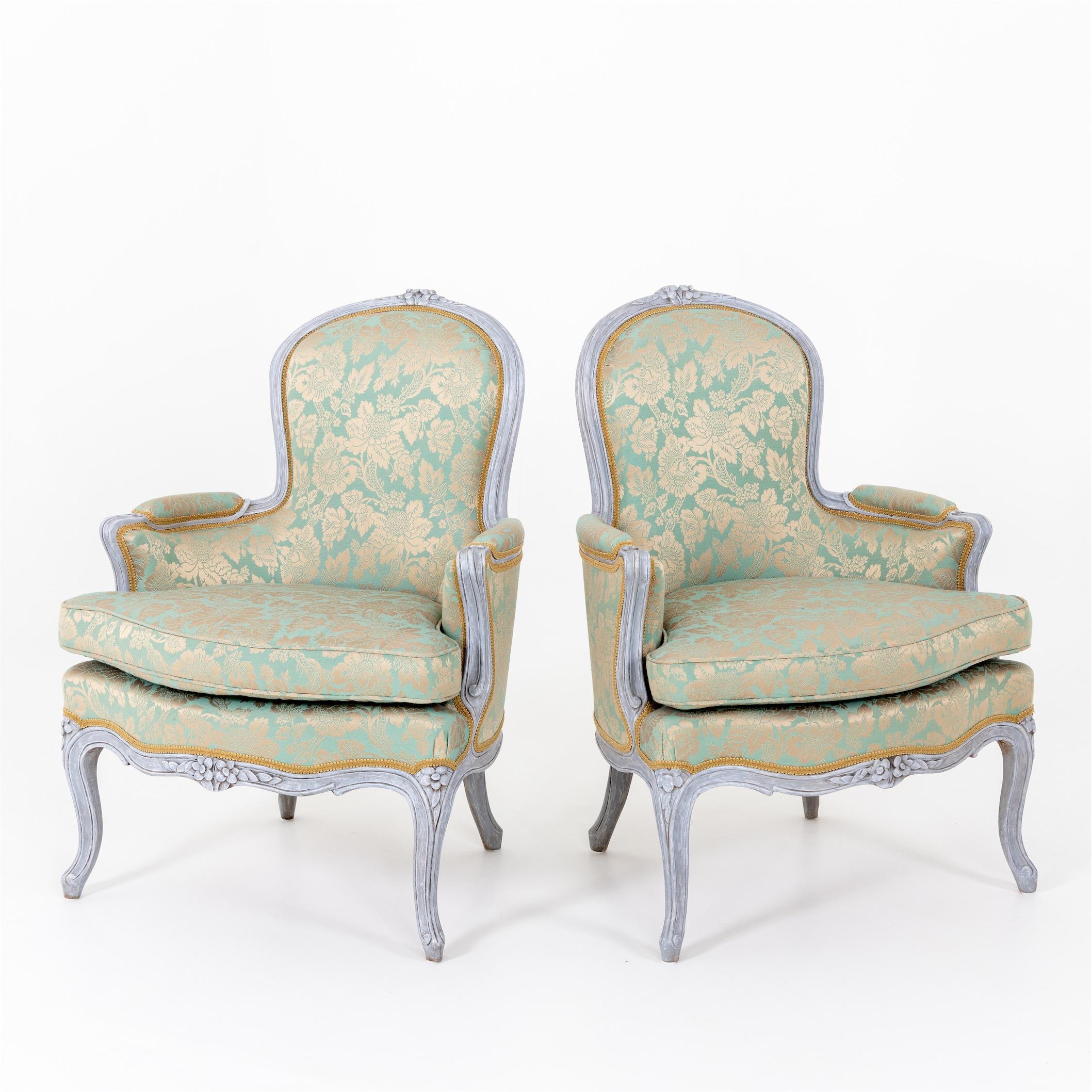 European Bergere Chairs, Louis XV Style, 19th Century