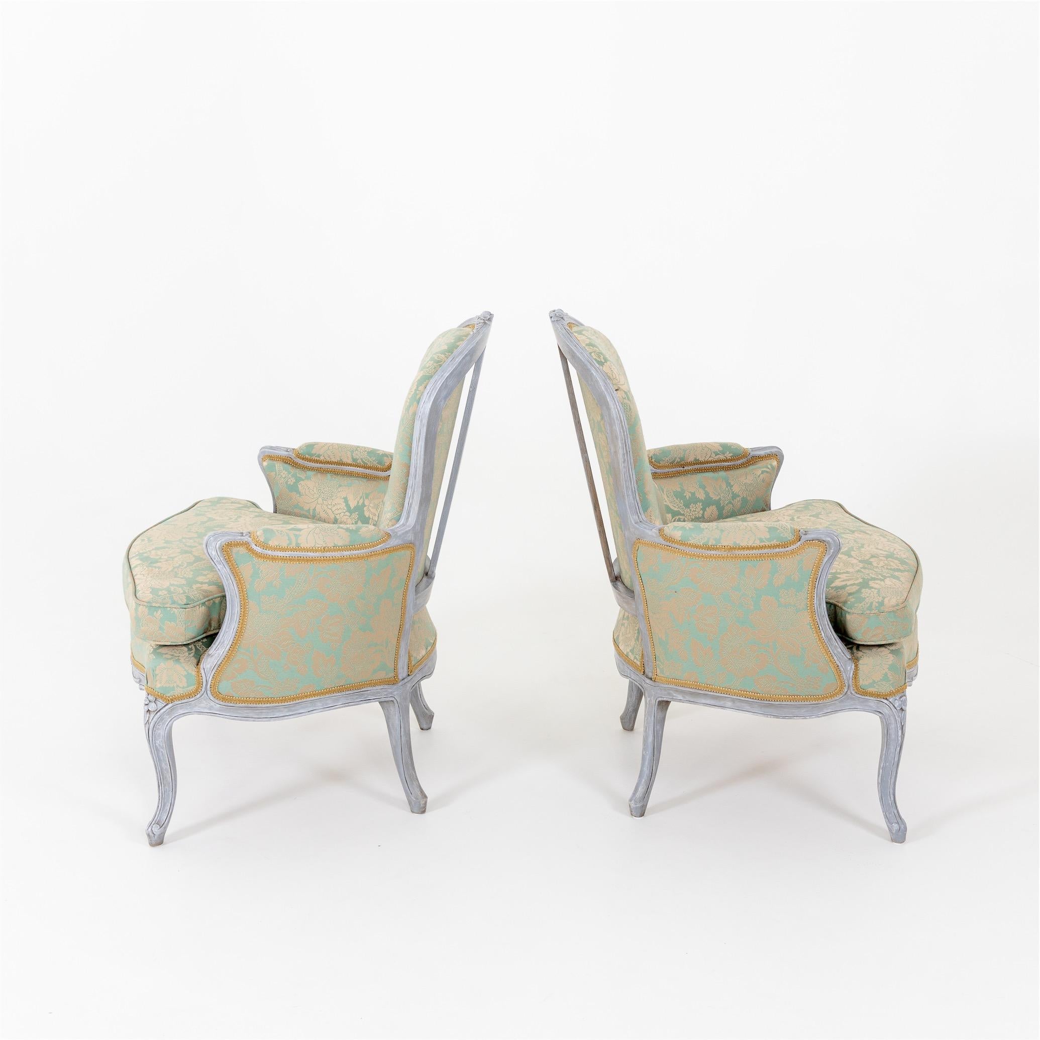 Wood Bergere Chairs, Louis XV Style, 19th Century