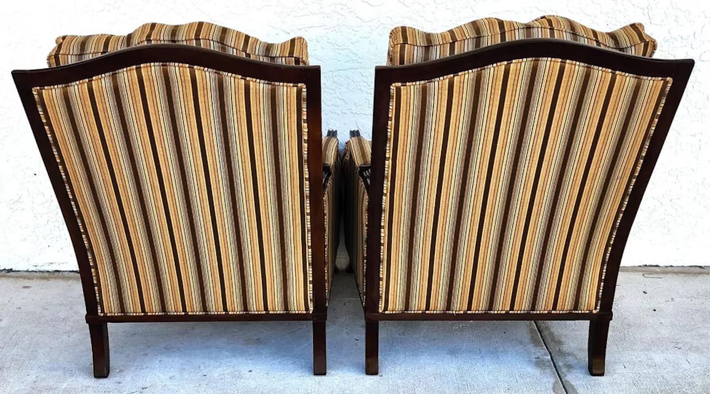 Late 20th Century Bergere Club Armchairs by Fairfield Pair For Sale