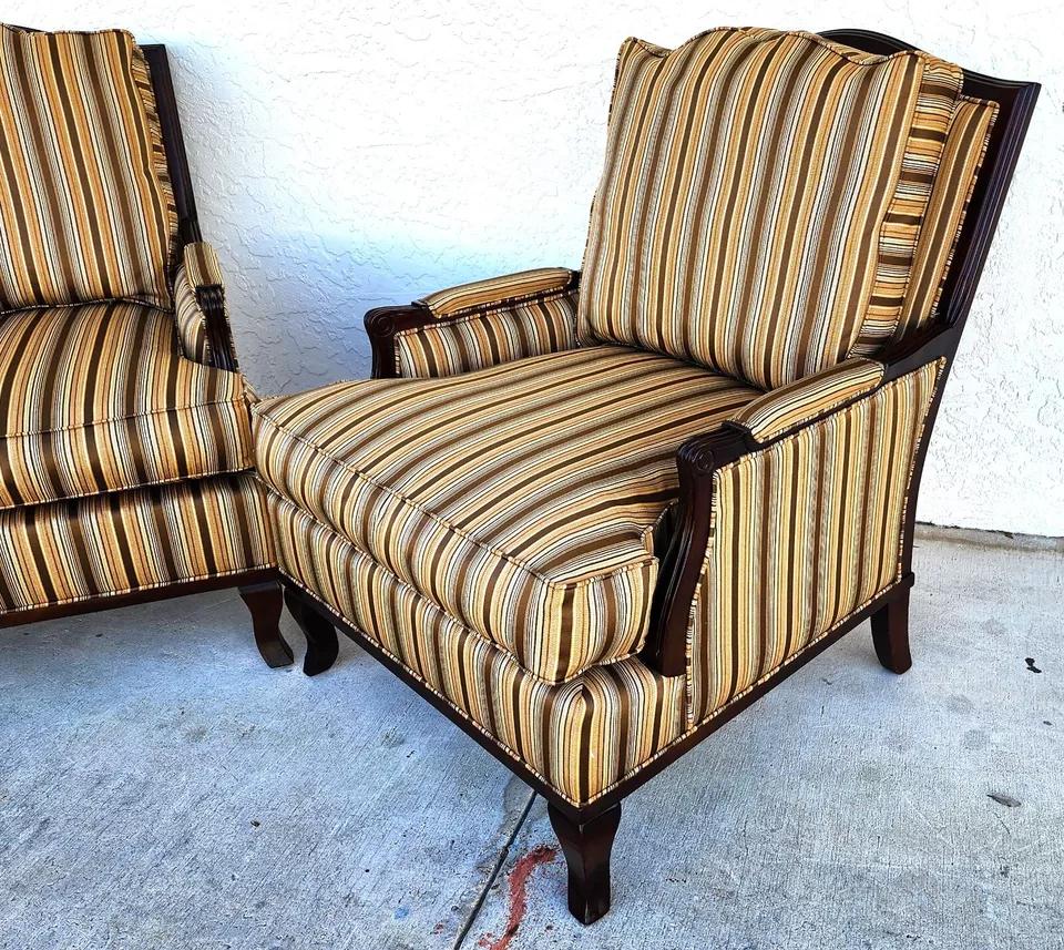 Bergere Club Armchairs by Fairfield Pair For Sale 1