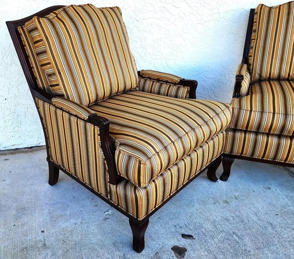 Bergere Club Armchairs by Fairfield Pair For Sale 2