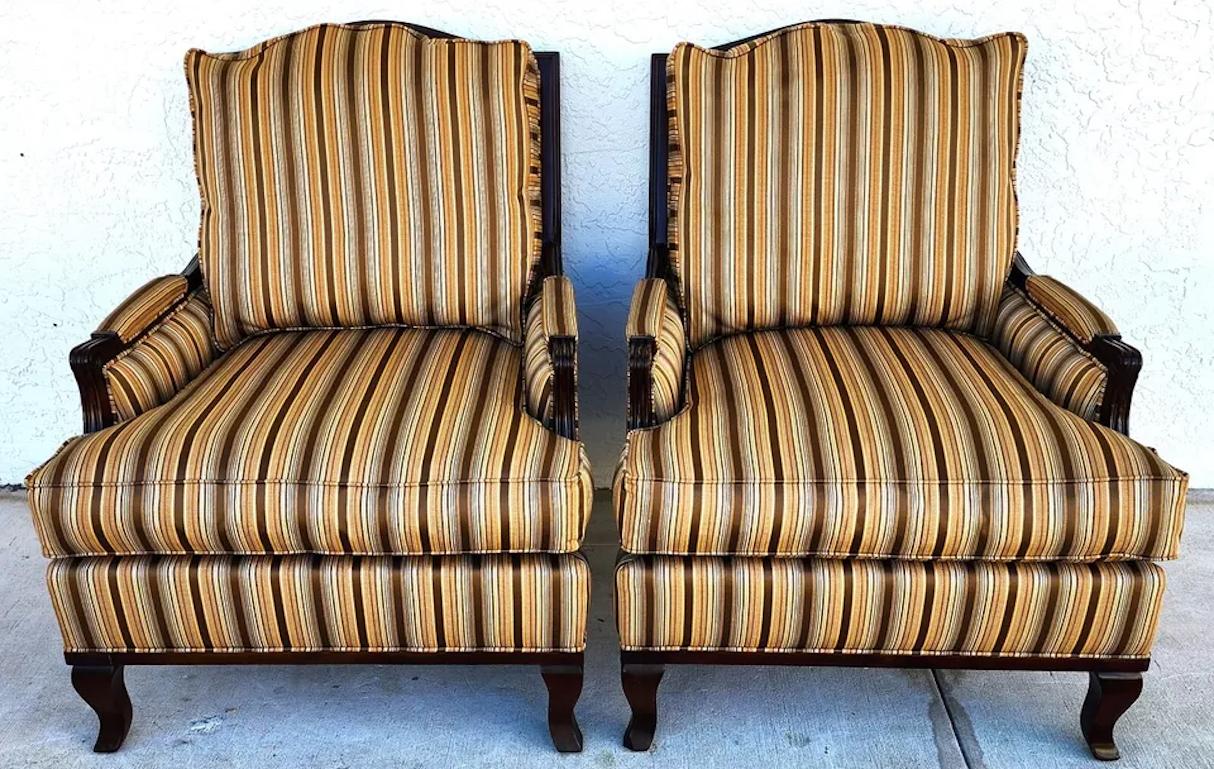 Bergere Club Armchairs by Fairfield Pair For Sale 3