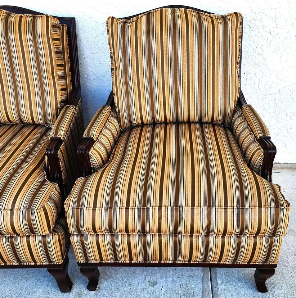 Bergere Club Armchairs by Fairfield Pair For Sale 4