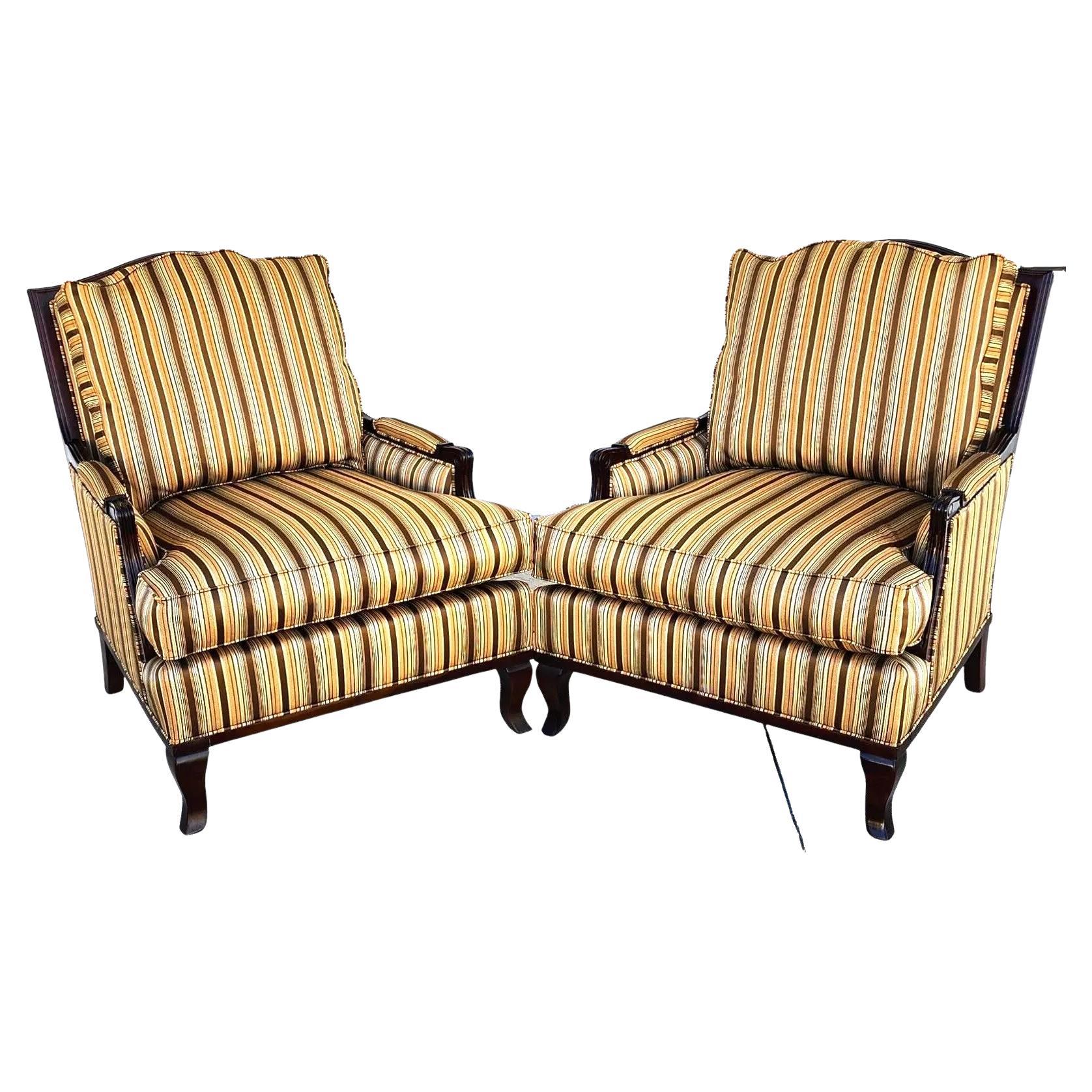 Bergere Club Armchairs by Fairfield Pair For Sale