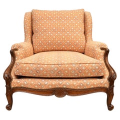 Bergère Coin de Feu – Style Louis XV – Velours & Clous Laiton