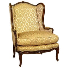 Antique Bergère in Salmon Pink-Golden Upholstery, circa 1890