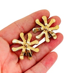 BERGERE signed vintage gold tone designer post earrings