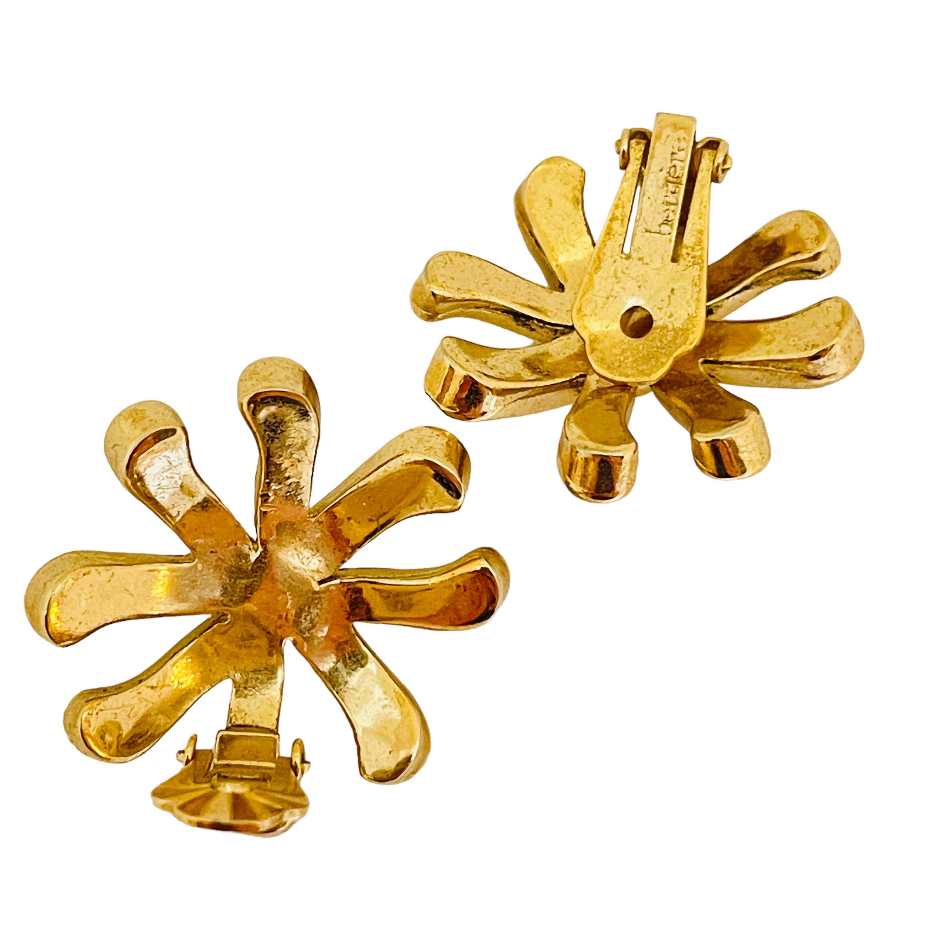 BERGERE signiert Vintage Gold Ton Designer Post Ohrringe im Zustand „Gut“ im Angebot in Palos Hills, IL