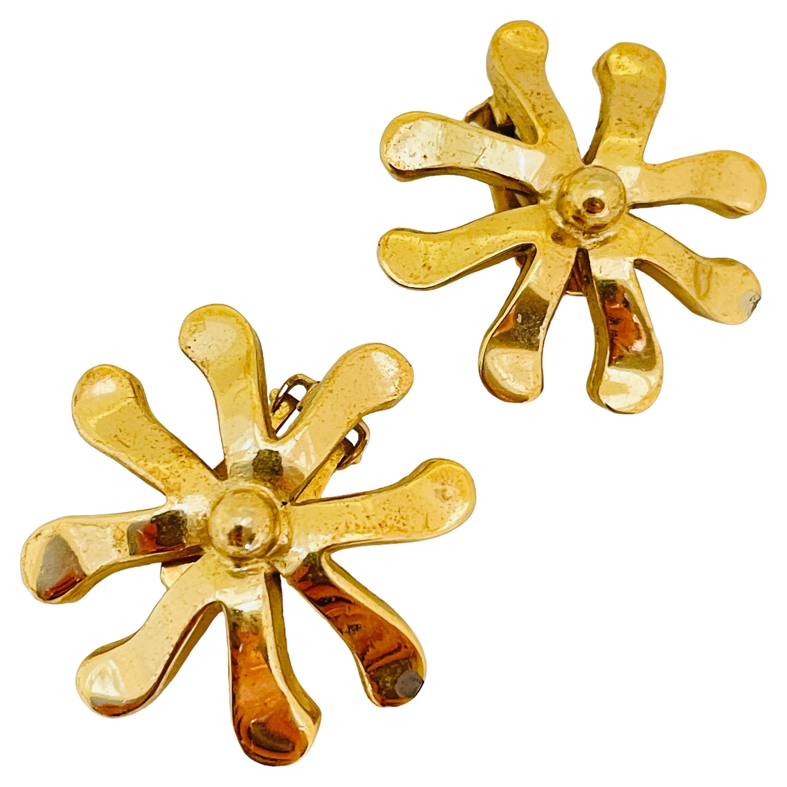 BERGERE - Boucles d'oreilles design vintage signées, ton or, à l'effigie de BERGERE