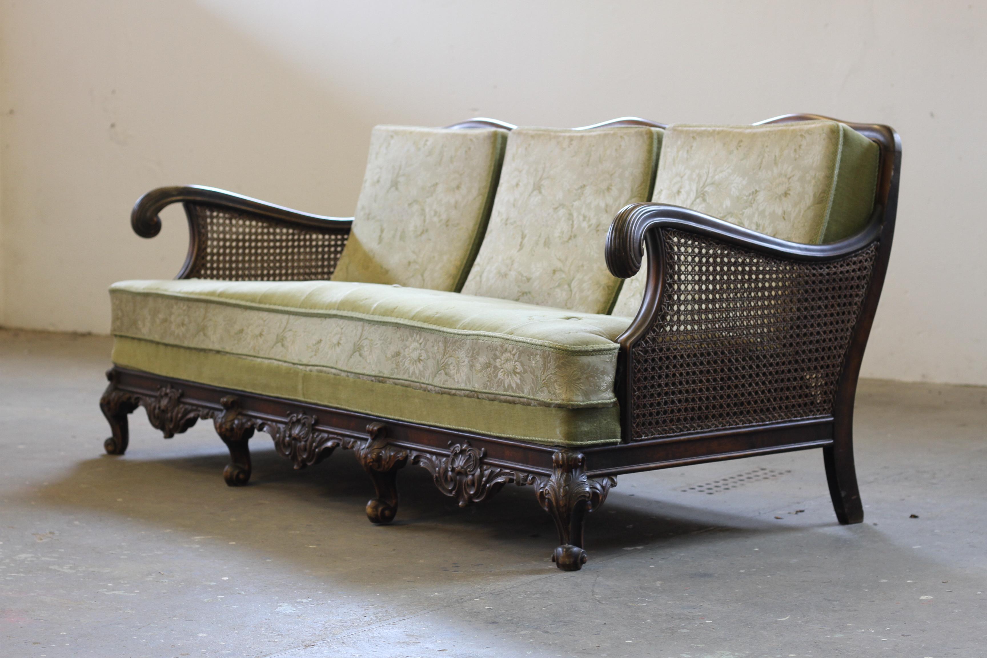 Édouardien Canapé Bergere des années 1900, d'inspiration française, fabrication danoise en vente