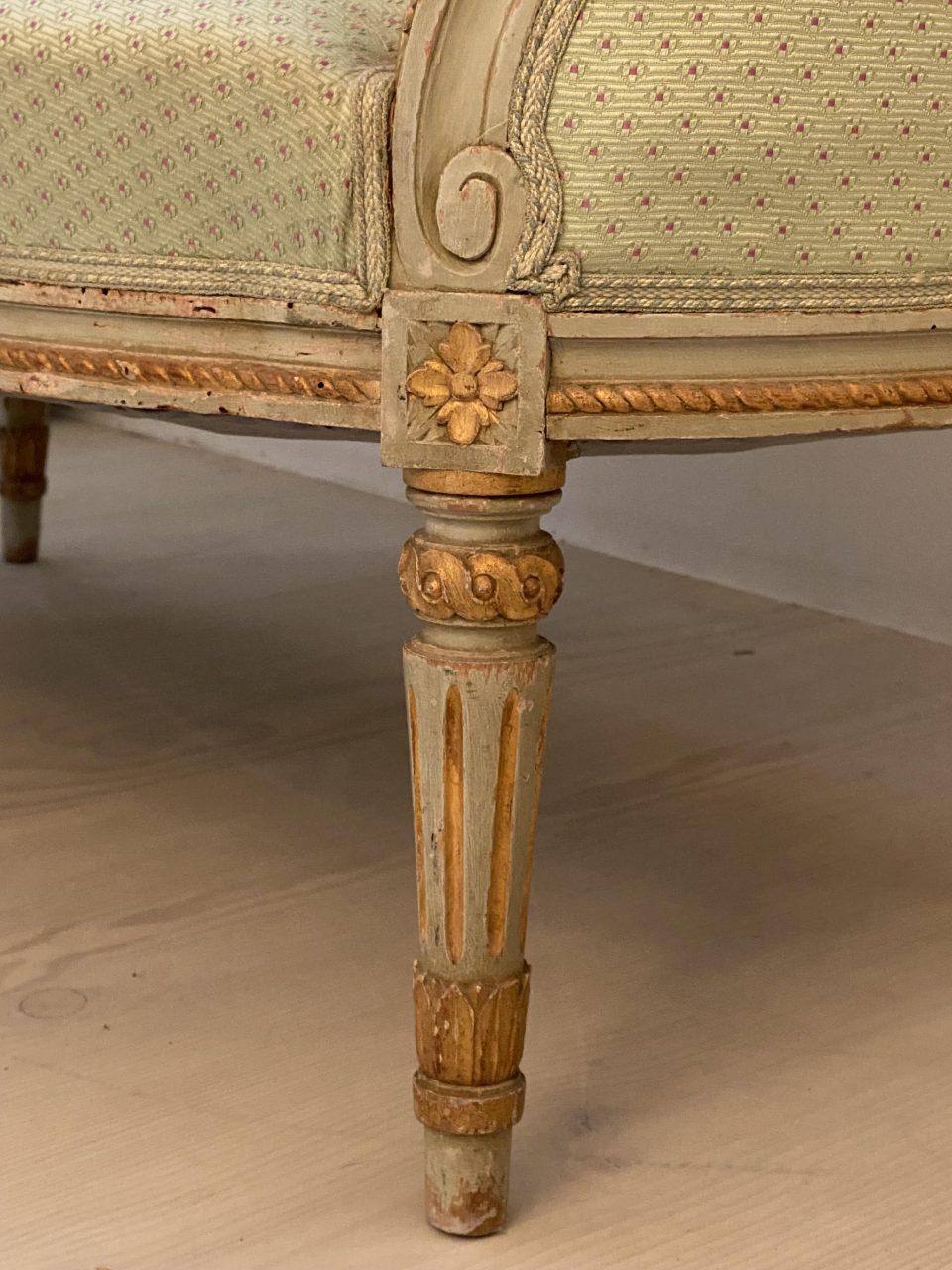 Fabric Bergére Sofa-Louis XVI Style-Mid 19th Century France