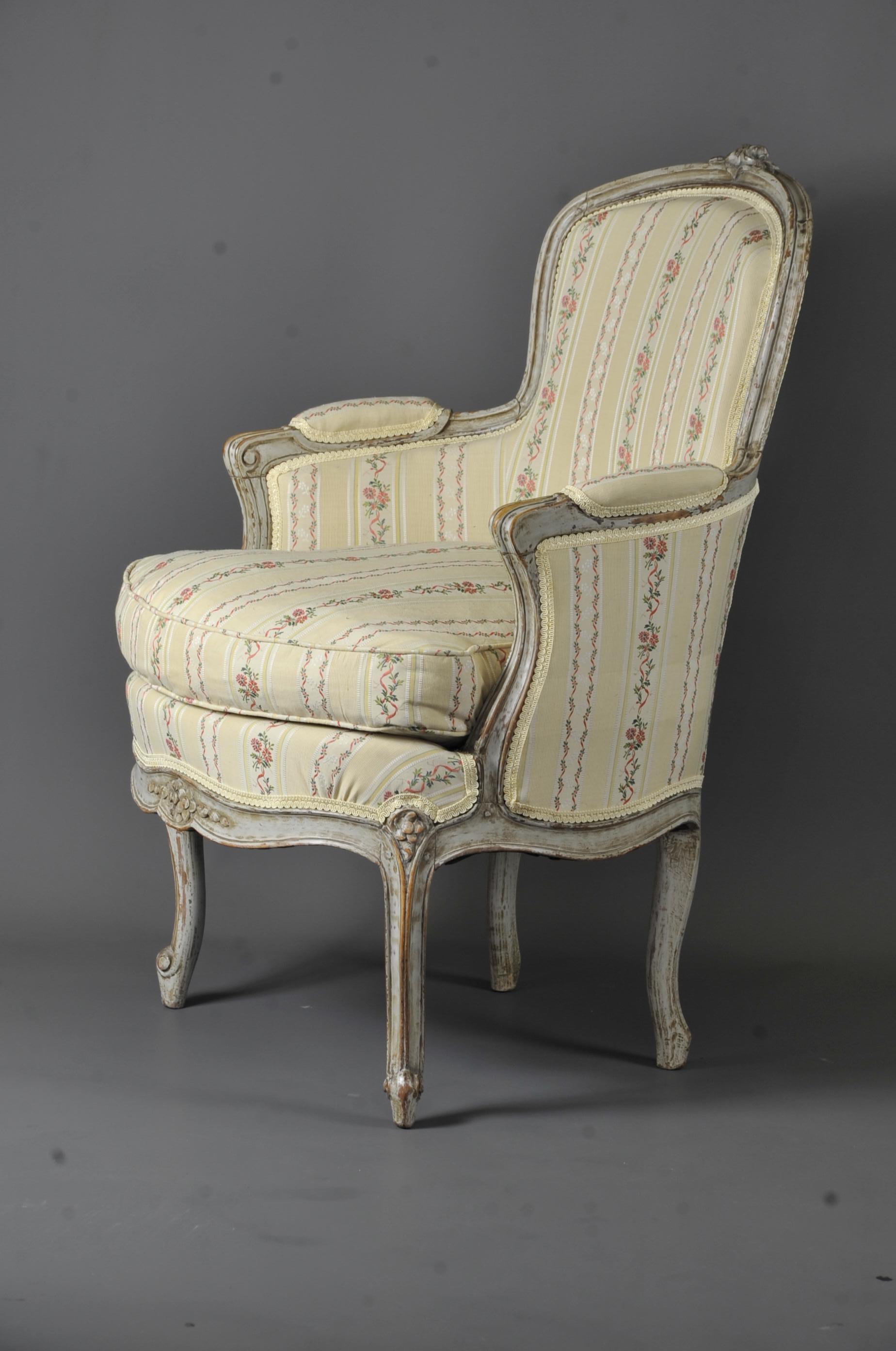 Louis XV Bergere Transition In Gray Lacquered Wood For Sale