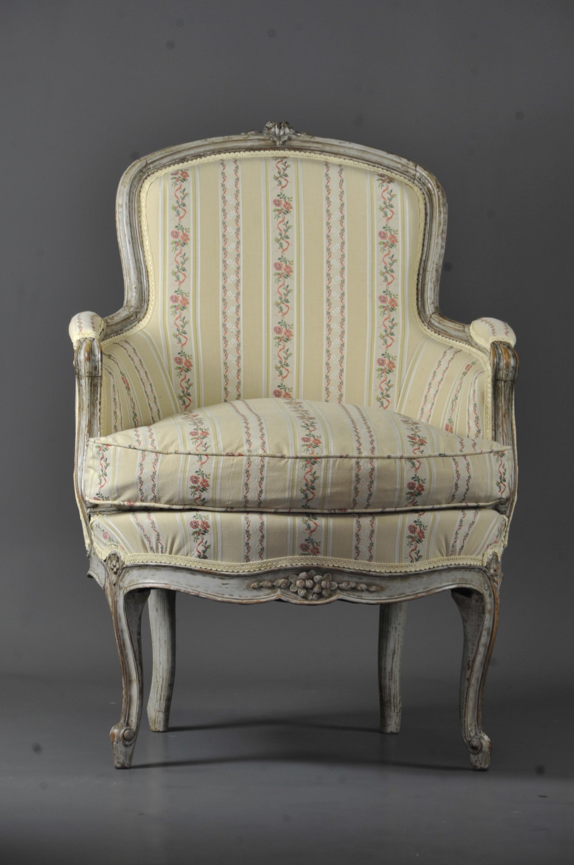 Mid-18th Century Bergere Transition In Gray Lacquered Wood For Sale