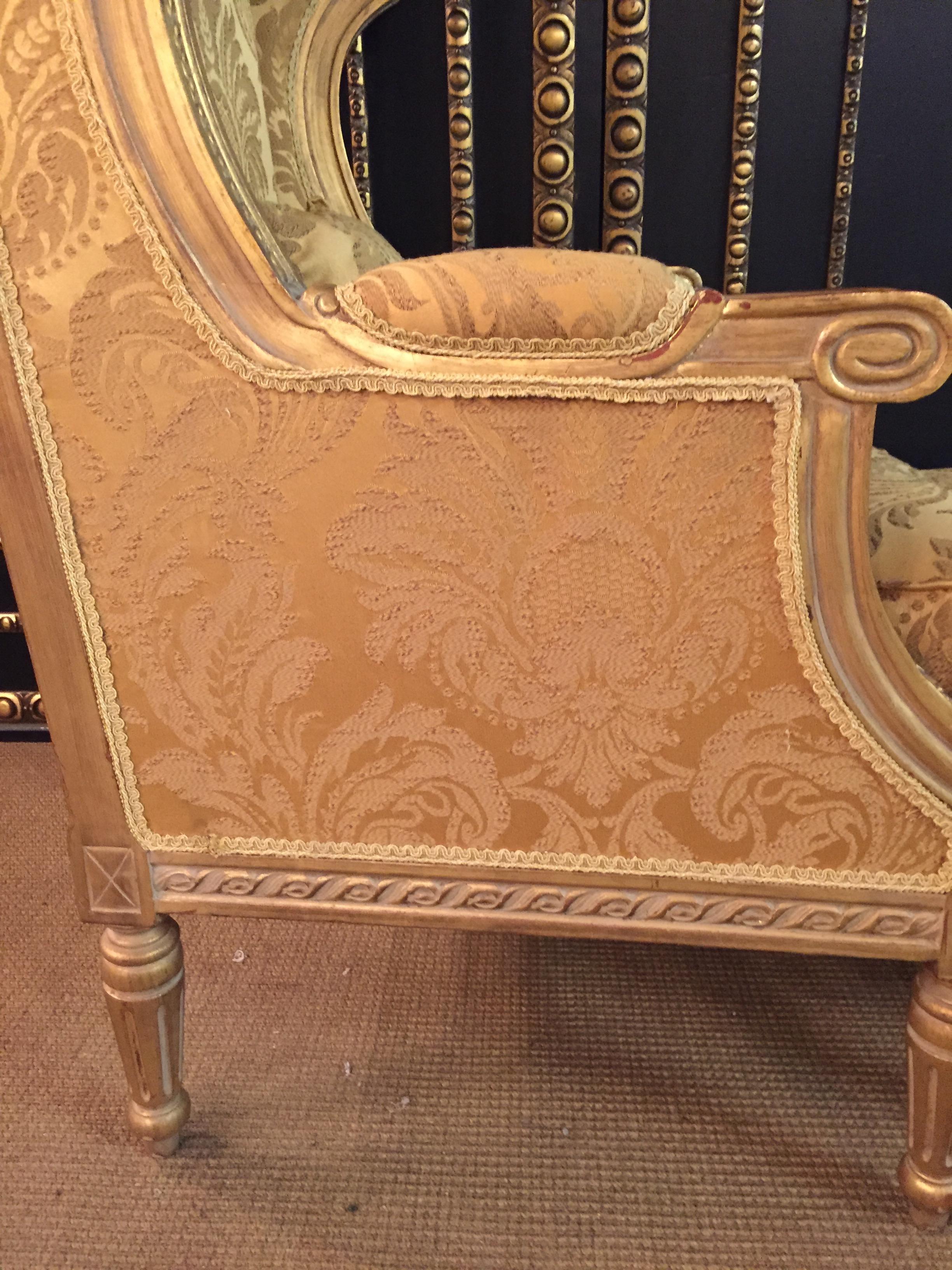 Bergère with Stool in the Style of Louis XVI 11