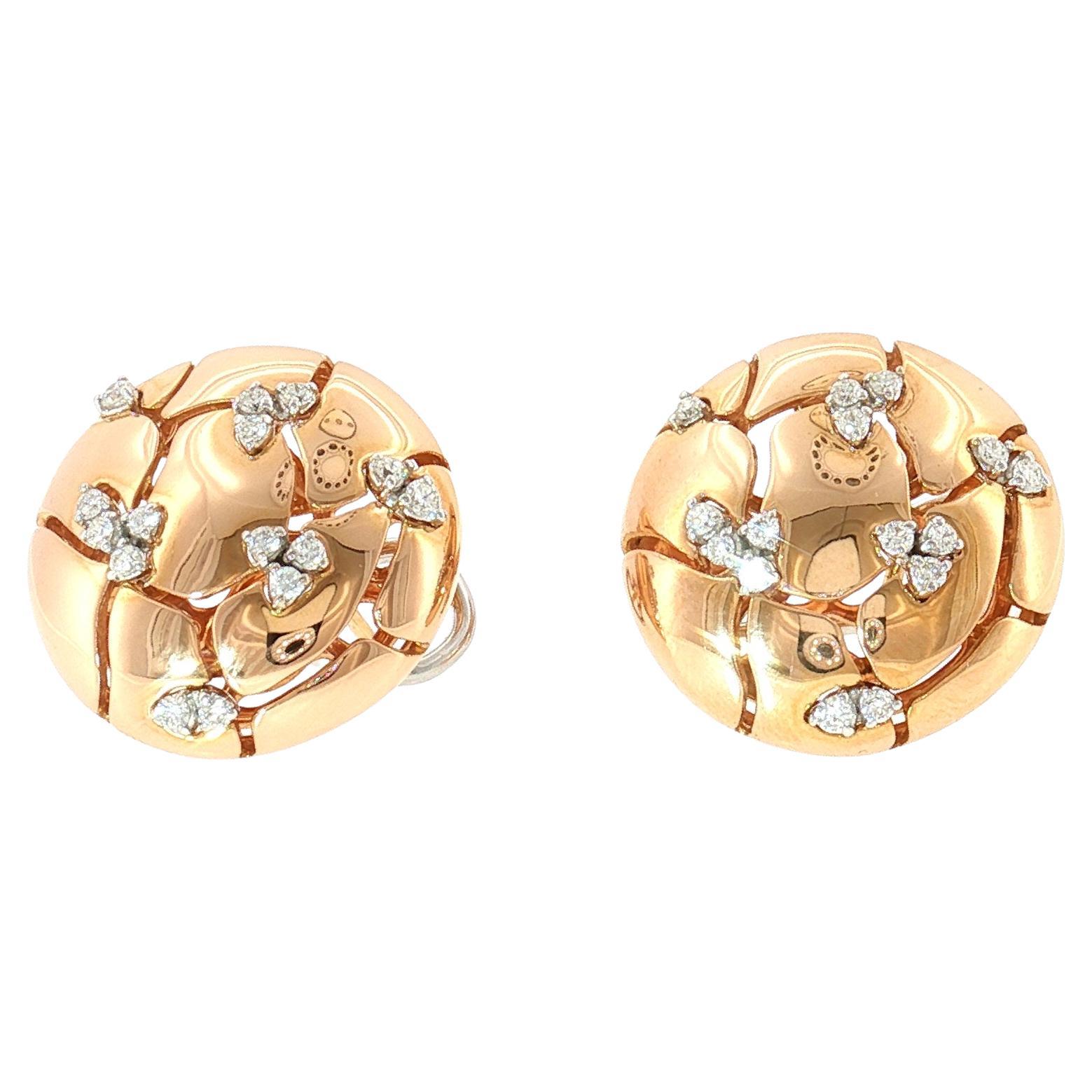 Bergio 18K Rose & White Gold Dia. Stud Earrings – 0.49ct.