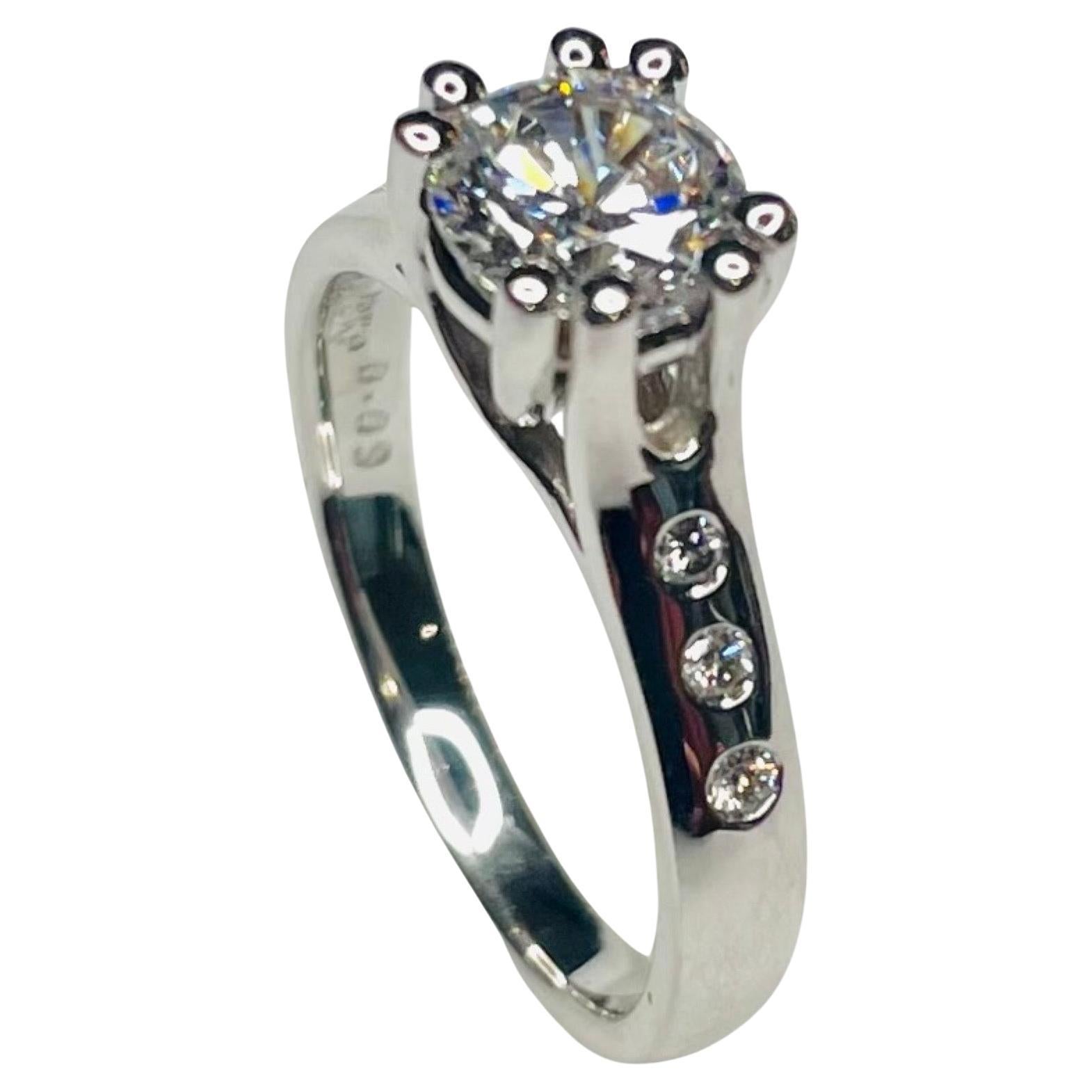 Bergio 18K White Gold and Diamond Engagement Ring For Sale