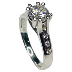 Bergio 18K White Gold and Diamond Engagement Ring