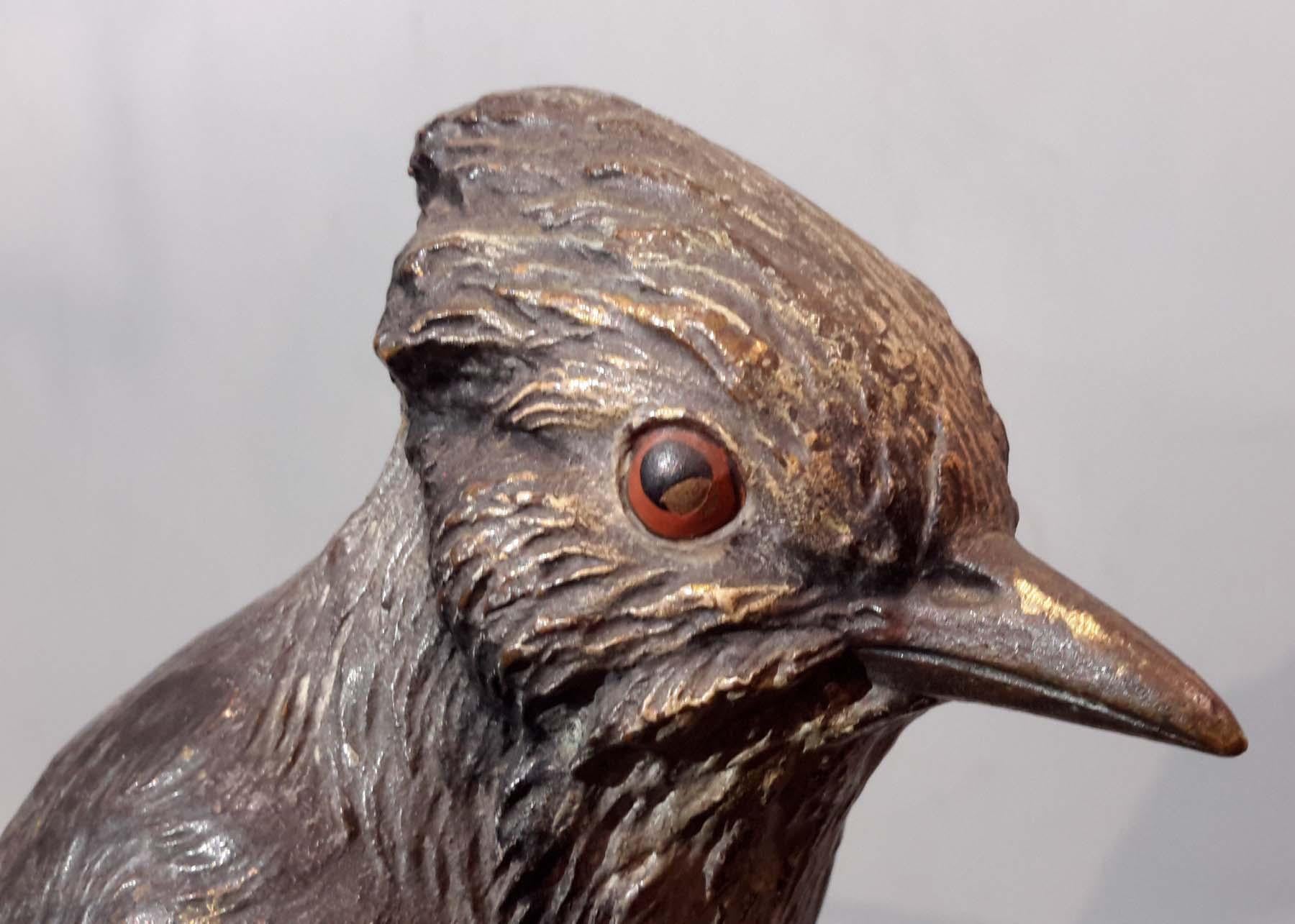 Early 20th Century Bergman Cold Painted Bronze Blue Jay, circa 1900