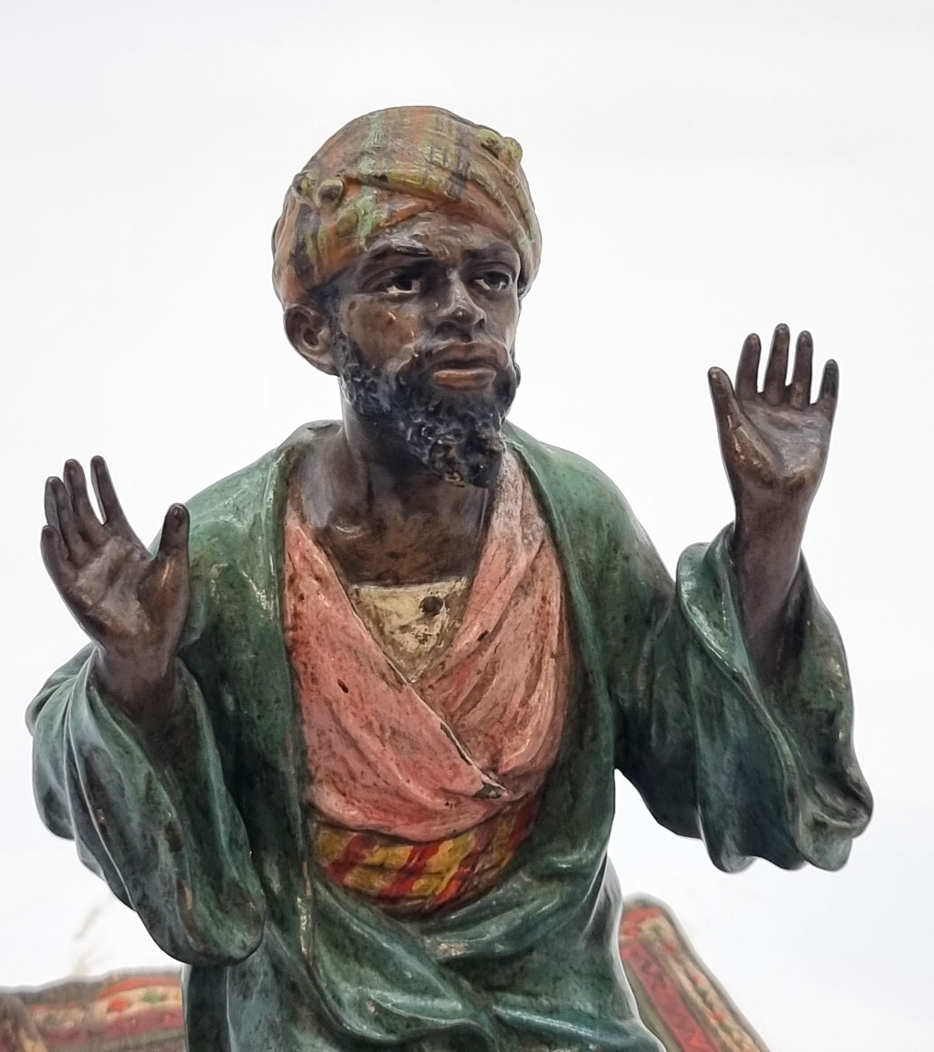 Bergman, Franz. A cold painted bronze sculpture of an Arab, Austrian circa 1900 4