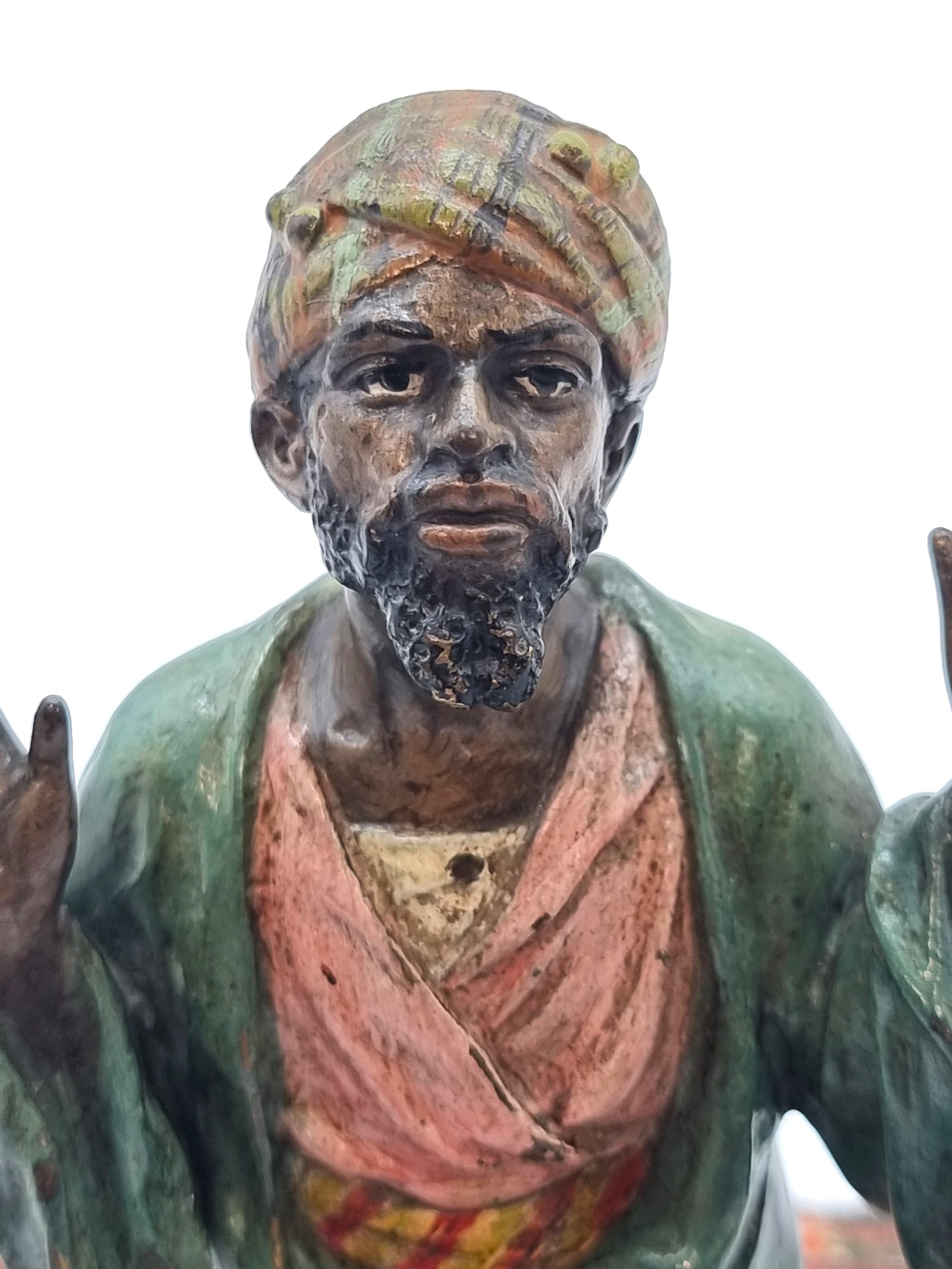 Bergman, Franz. A cold painted bronze sculpture of an Arab, Austrian circa 1900 11
