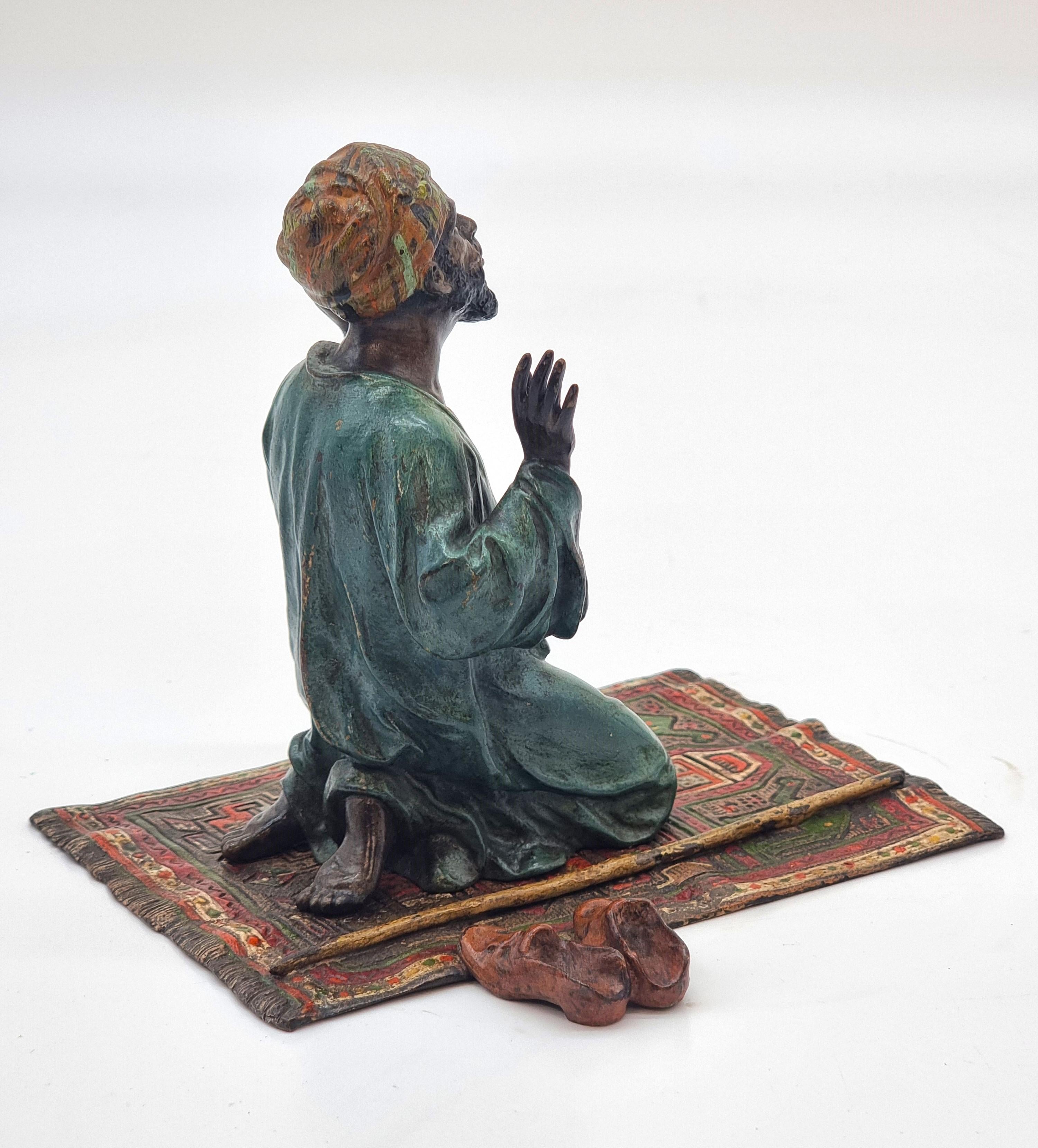 Cold-Painted Bergman, Franz. A cold painted bronze sculpture of an Arab, Austrian circa 1900