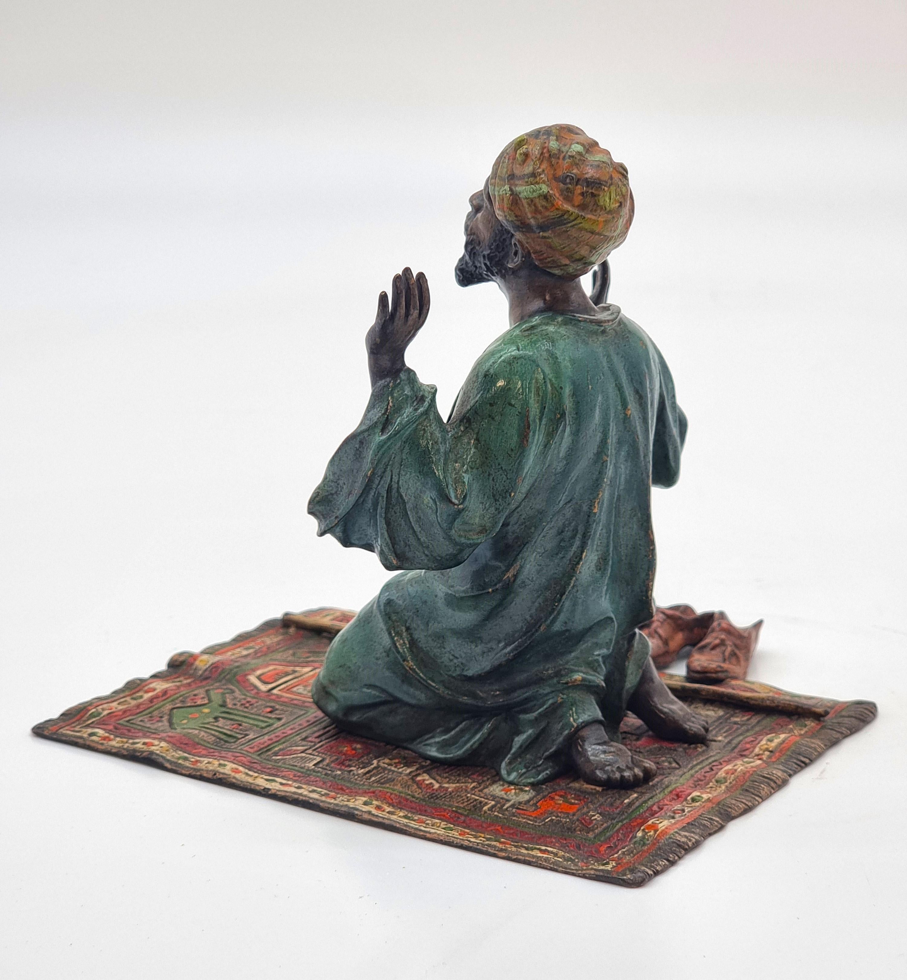 Early 20th Century Bergman, Franz. A cold painted bronze sculpture of an Arab, Austrian circa 1900