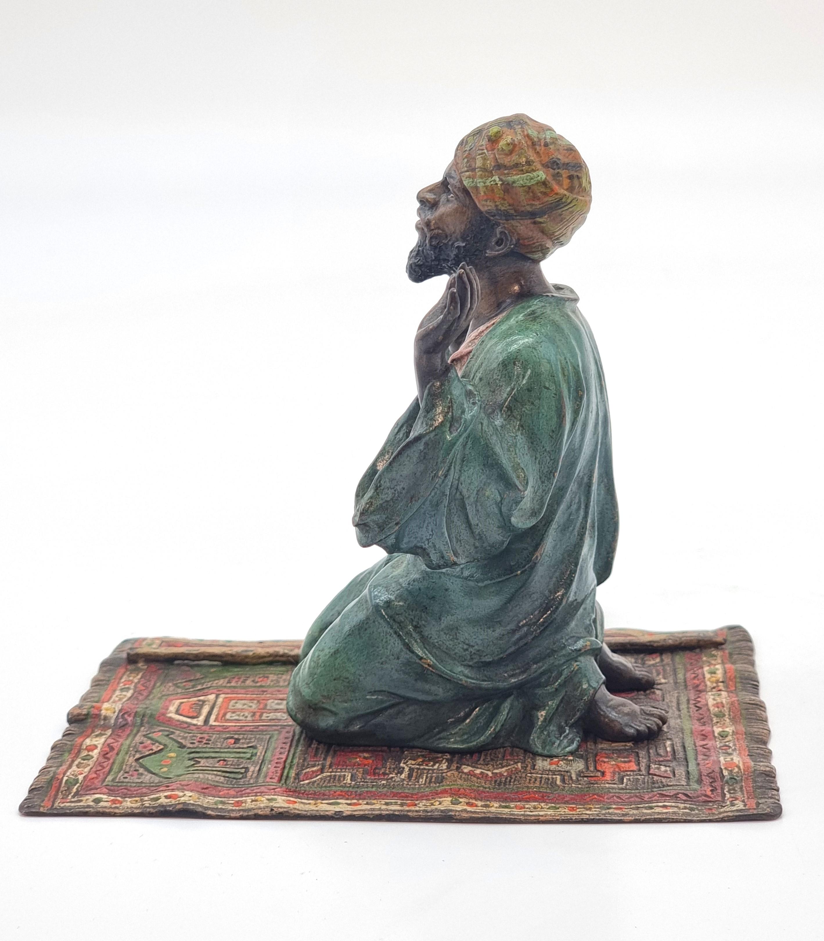 Bronze Bergman, Franz. A cold painted bronze sculpture of an Arab, Austrian circa 1900