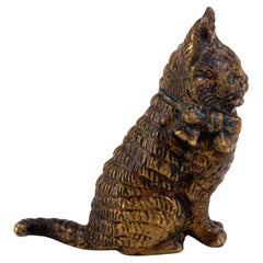 Österreichische Kaltbemalte Bronzeskulptur einer Katze im Bergman-Stil