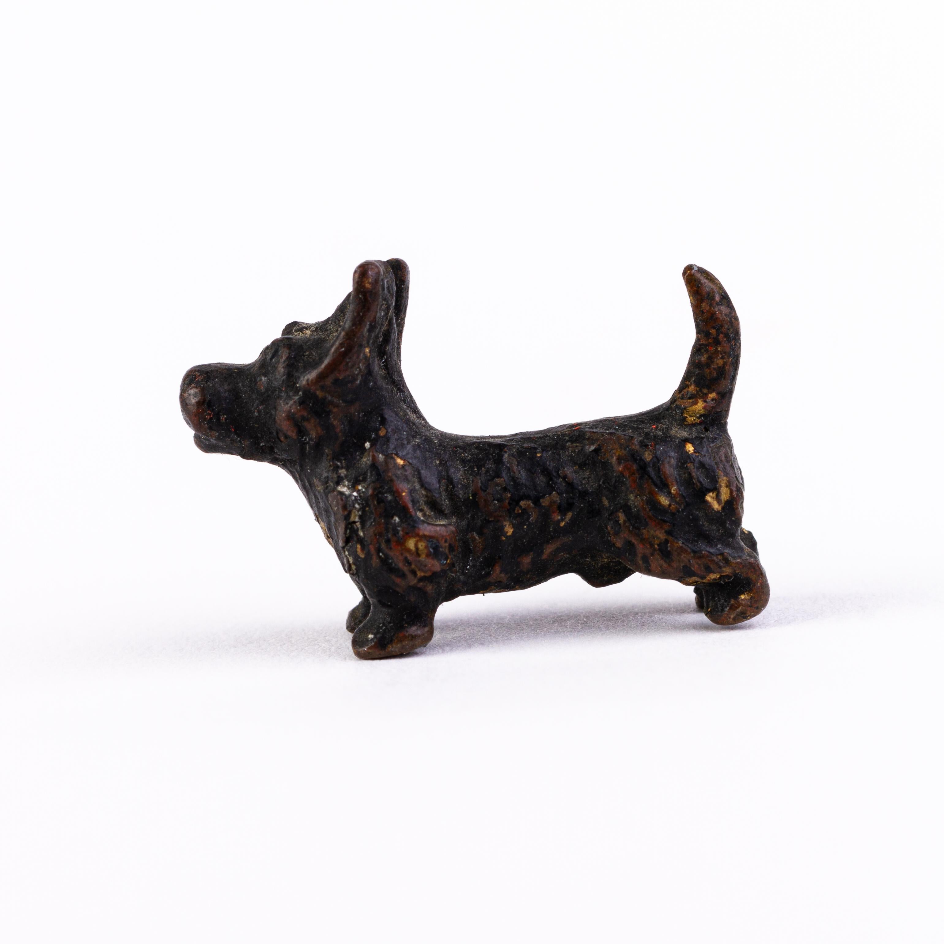 Cold-Painted Bergman Style Austrian Cold Painted Bronze Sculpture Dog For Sale