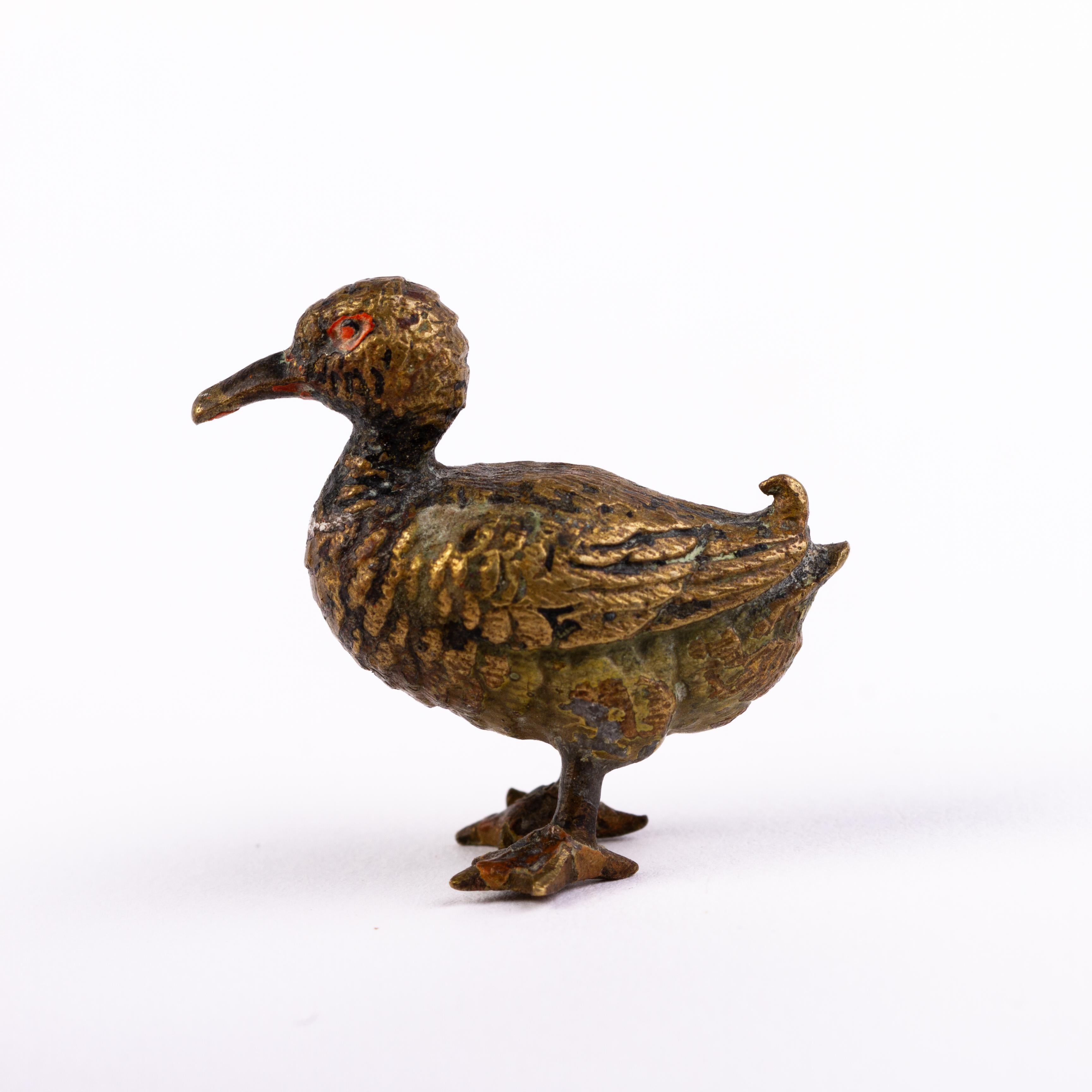 Cold-Painted Bergman Style Austrian Cold Painted Bronze Sculpture Duck