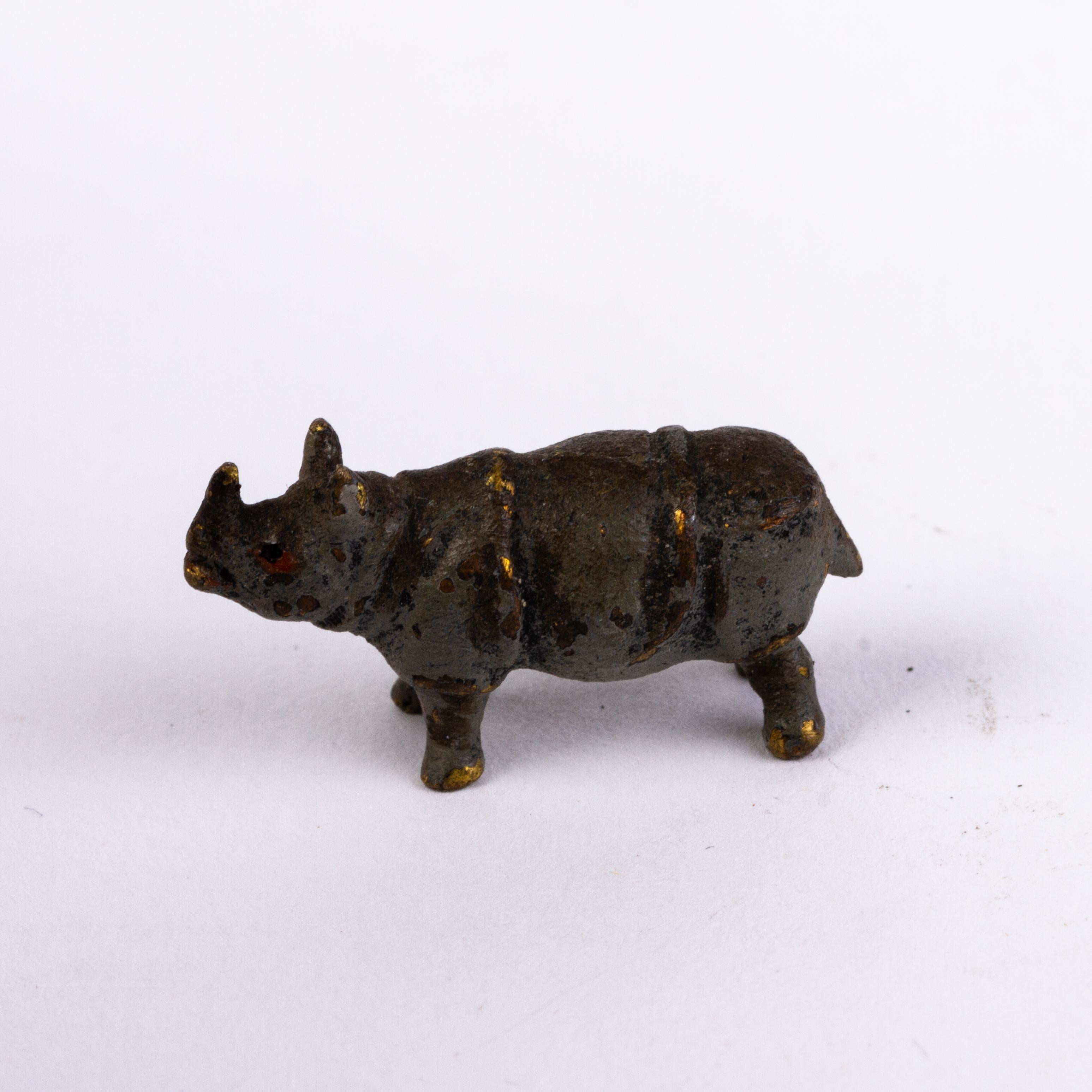 Cold-Painted Bergman Style Austrian Cold Painted Bronze Sculpture Hippo For Sale