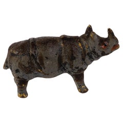 Sculpture en bronze autrichienne de style Bergman peinte à froid Hippopotame