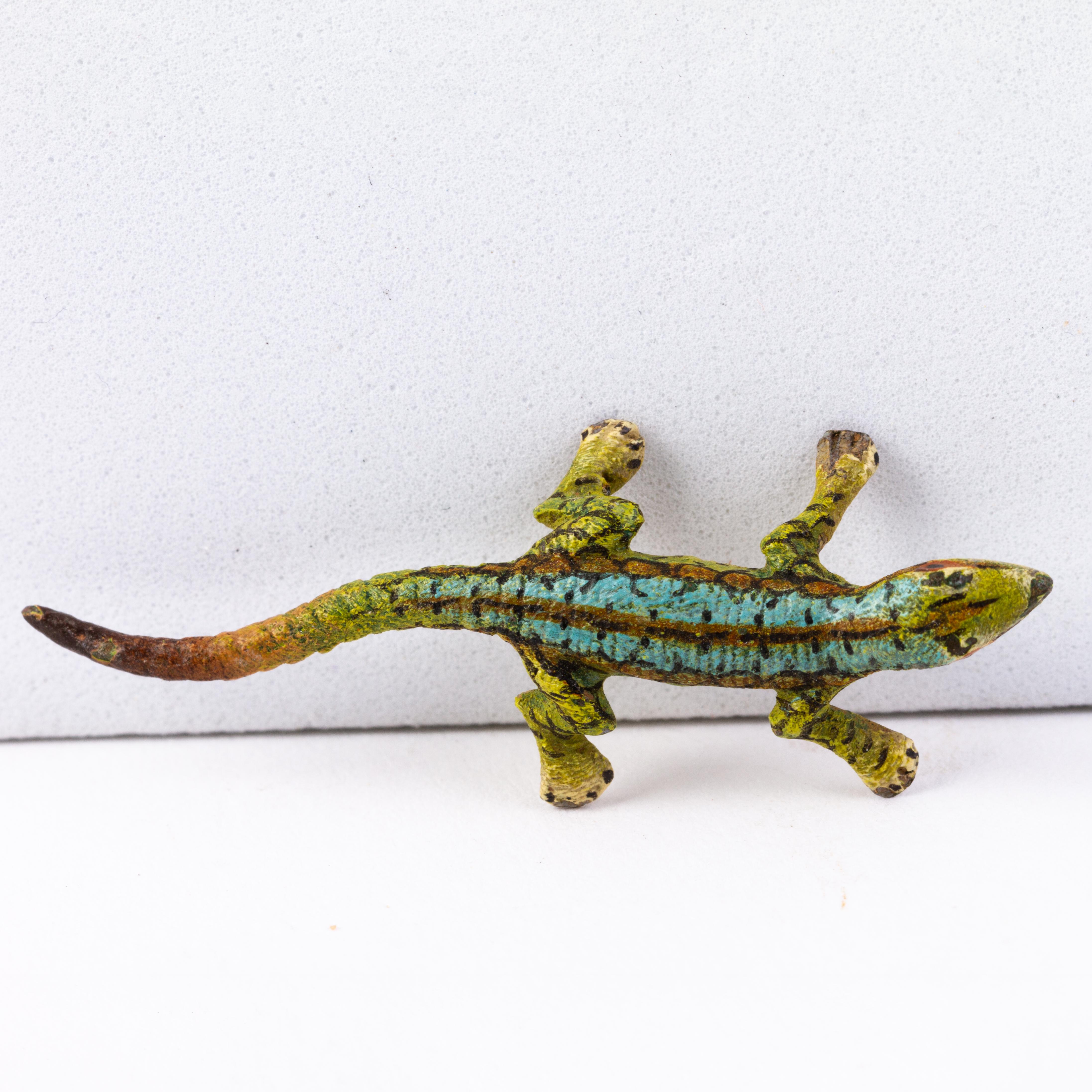 Bergman Style Austrian Cold Painted Bronze Sculpture Lizard For Sale 1