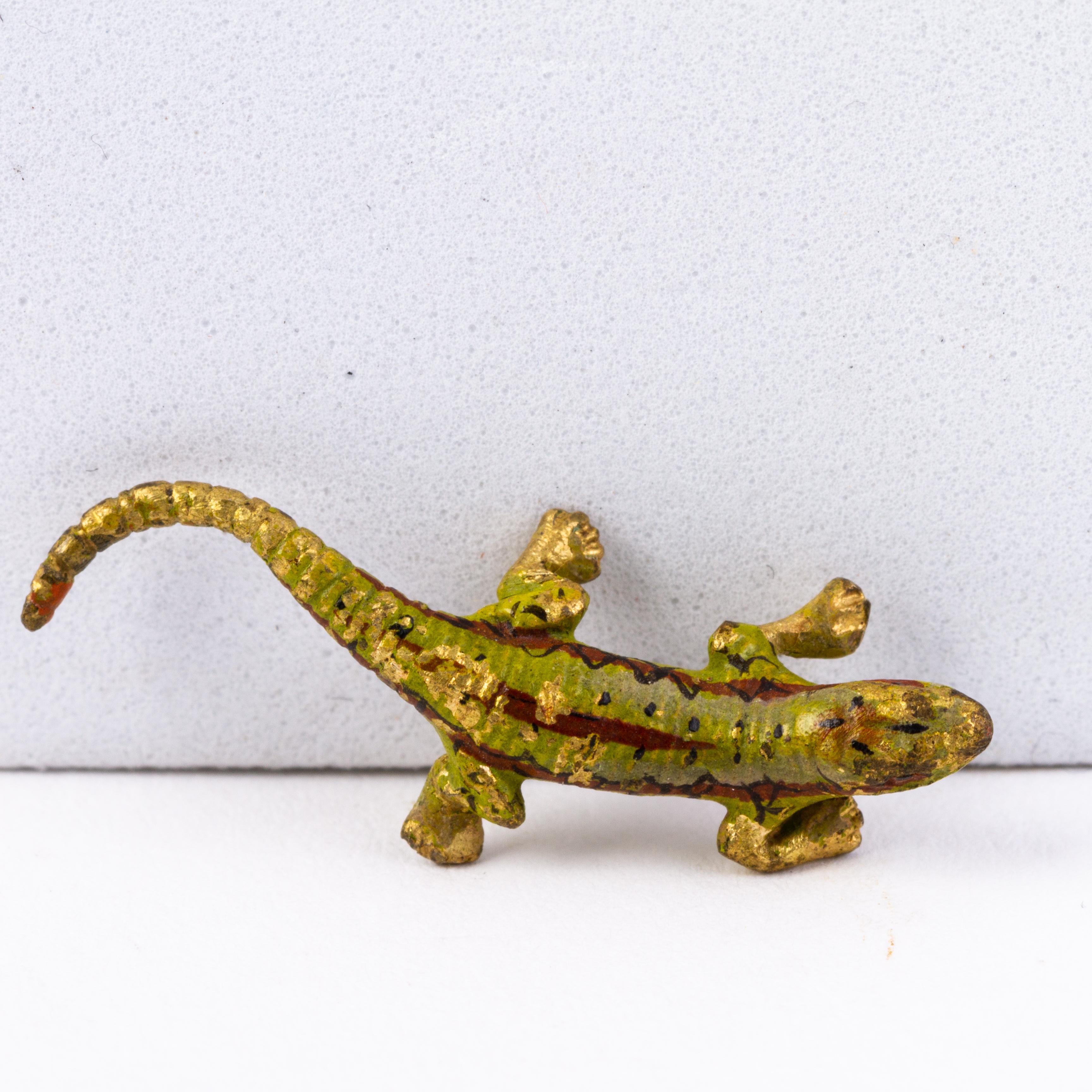 Bergman Style Austrian Cold Painted Bronze Sculpture Lizard In Good Condition For Sale In Nottingham, GB