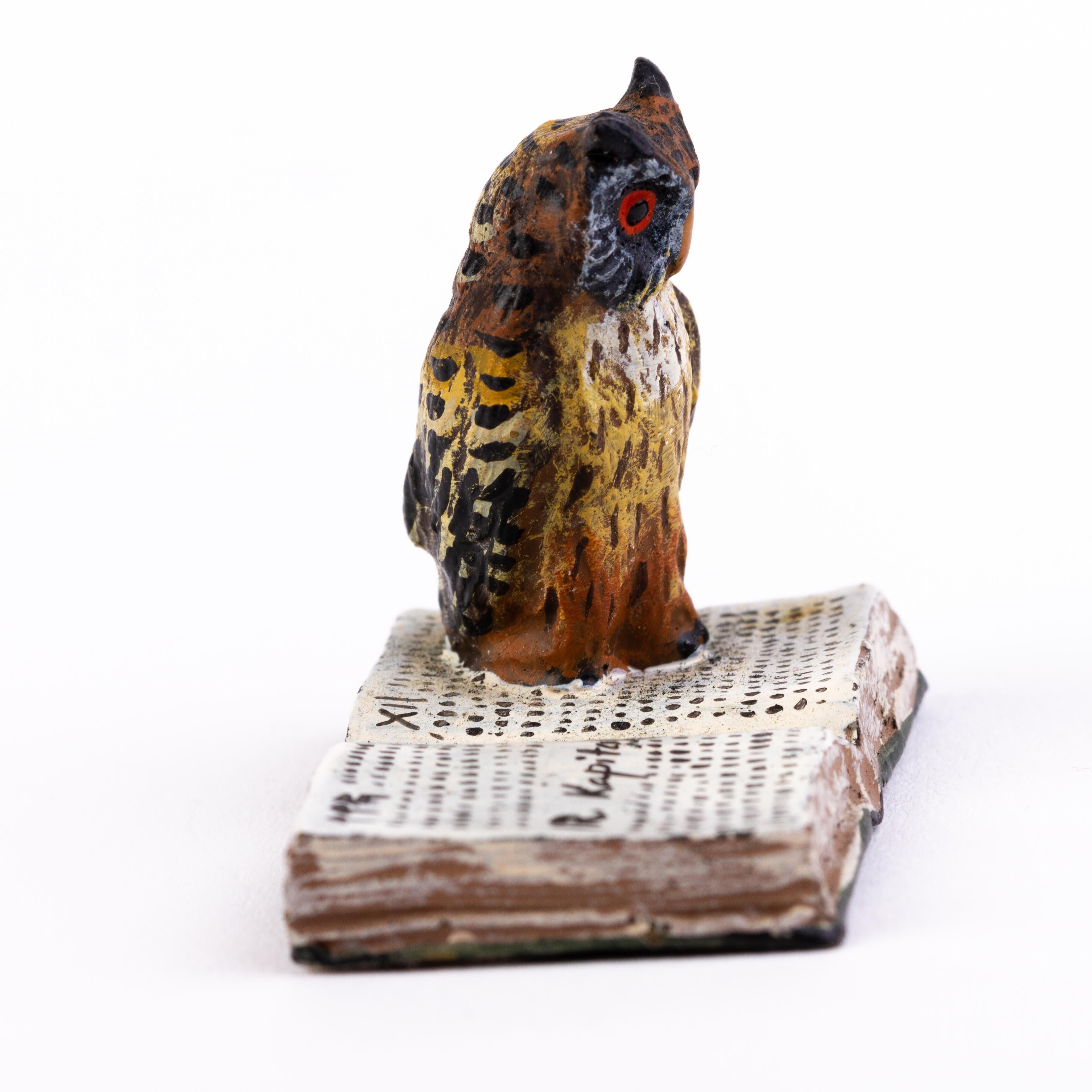 Bergman Style Austrian Cold Painted Bronze Sculpture Owl In Good Condition For Sale In Nottingham, GB