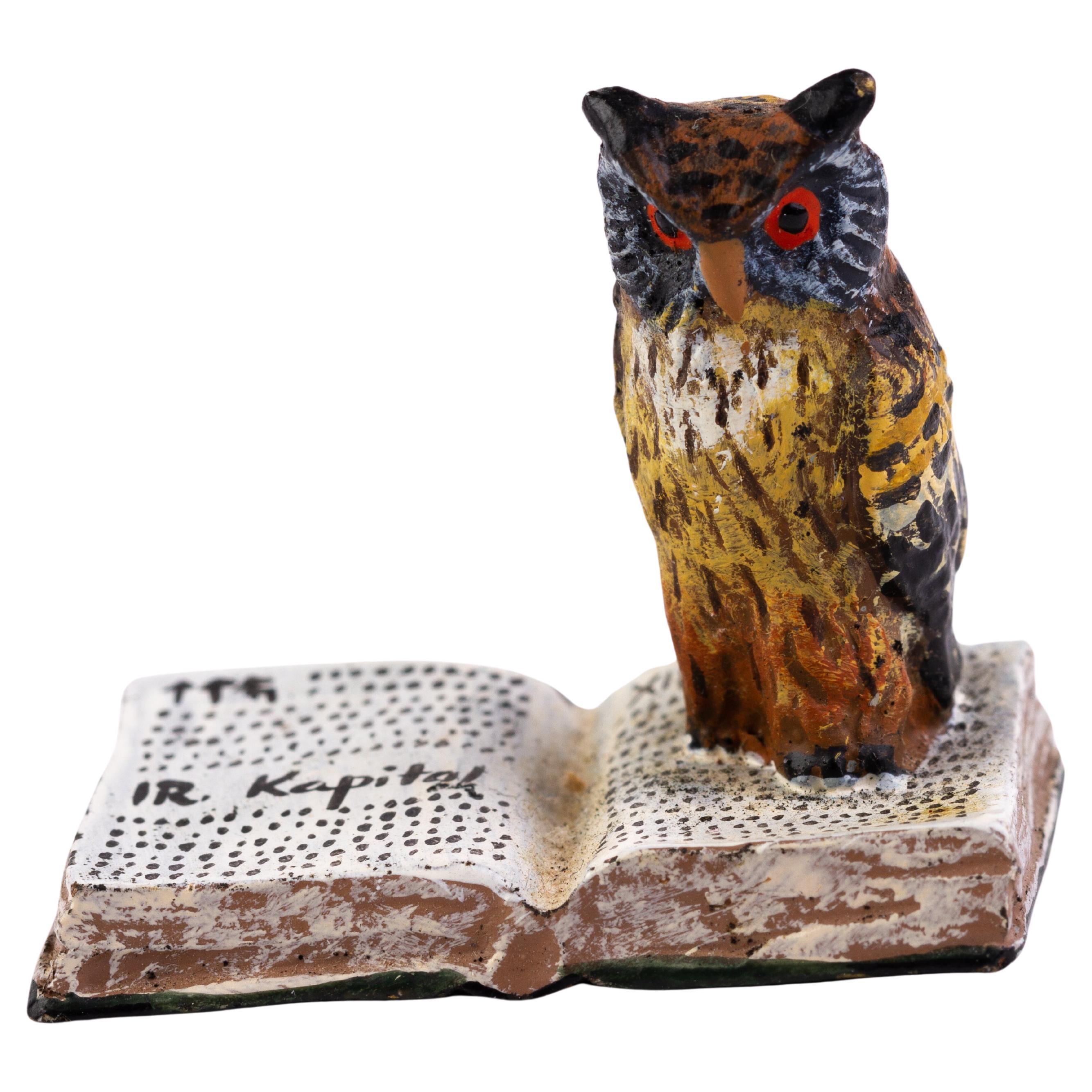 Bergman Style Austrian Cold Painted Bronze Sculpture Owl For Sale