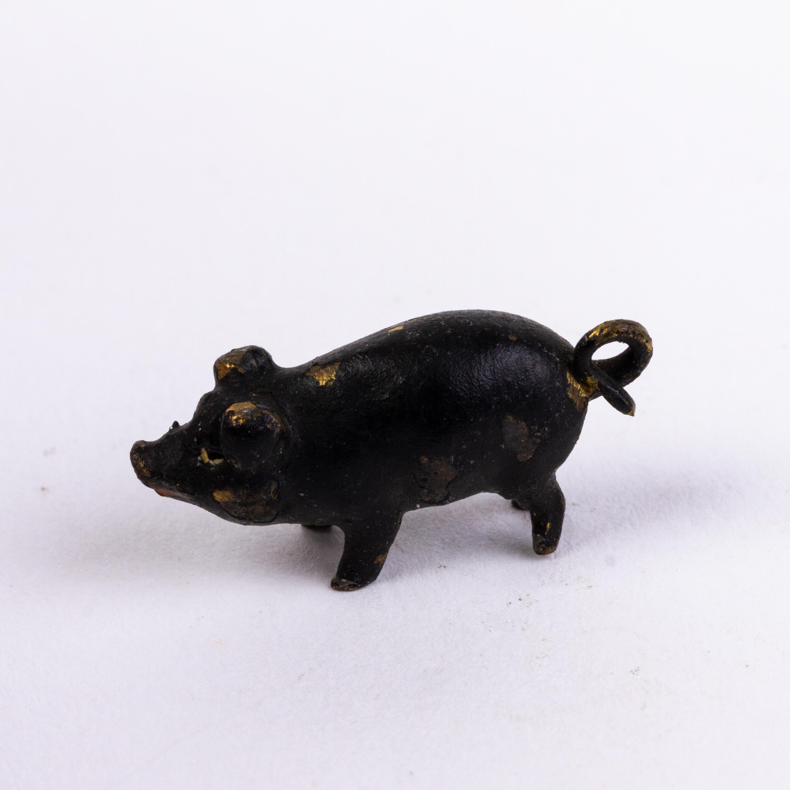 Bergman Style Austrian Cold Painted Bronze Sculpture Pig In Good Condition For Sale In Nottingham, GB